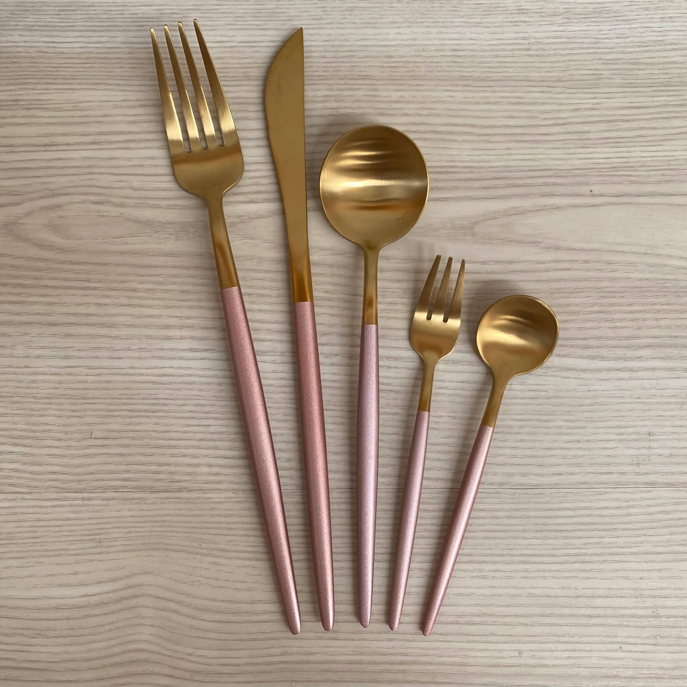 Aero Matte Gold Blush Dipped Cutlery