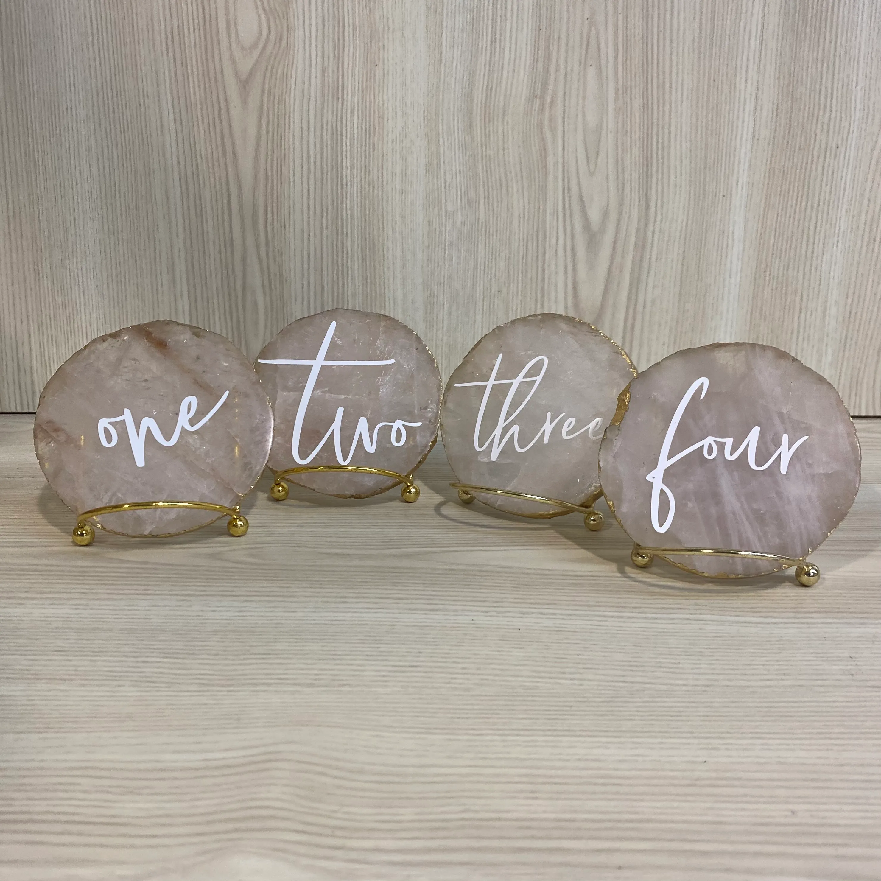 Rose Quartz Table Numbers - Pink