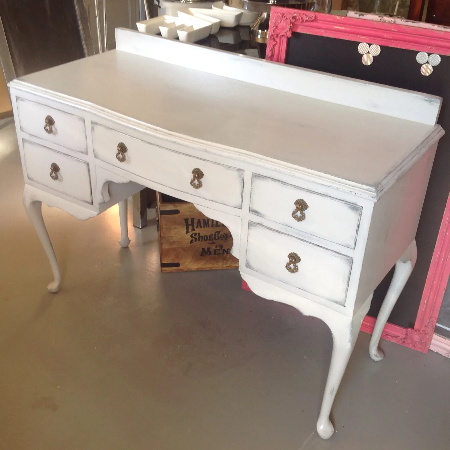 Queen Anne Painted Dresser - Grey