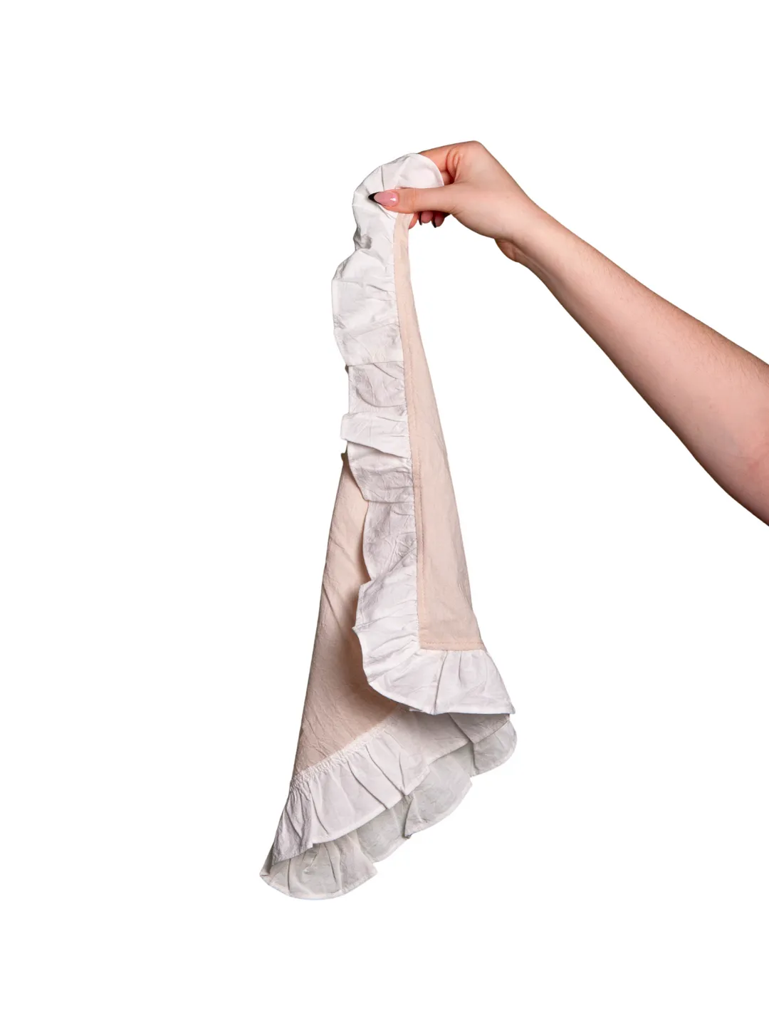 Organic Cotton Napkin - Oat with White Ruffle