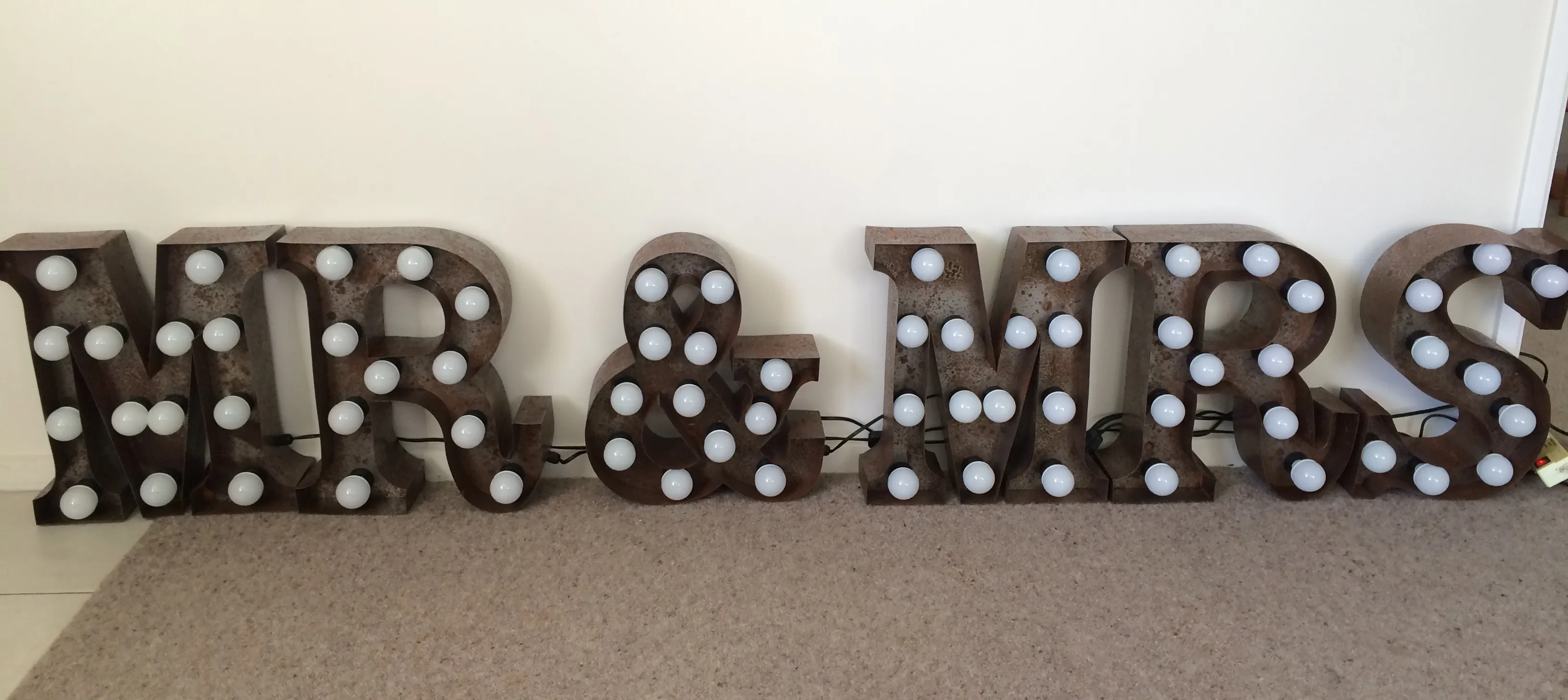 MR & MRS Marquee Letter Lights - Rusted finish