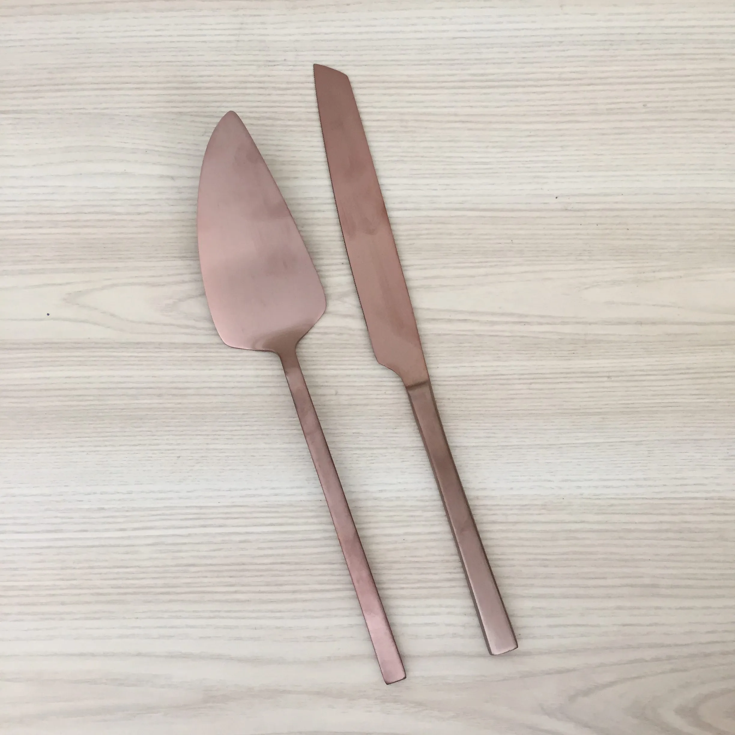 Matte Copper Cake Knife and Server Set