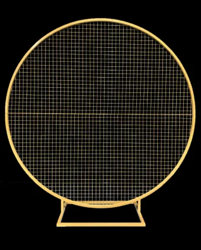 Round Mesh Wedding Arch Frame - Gold