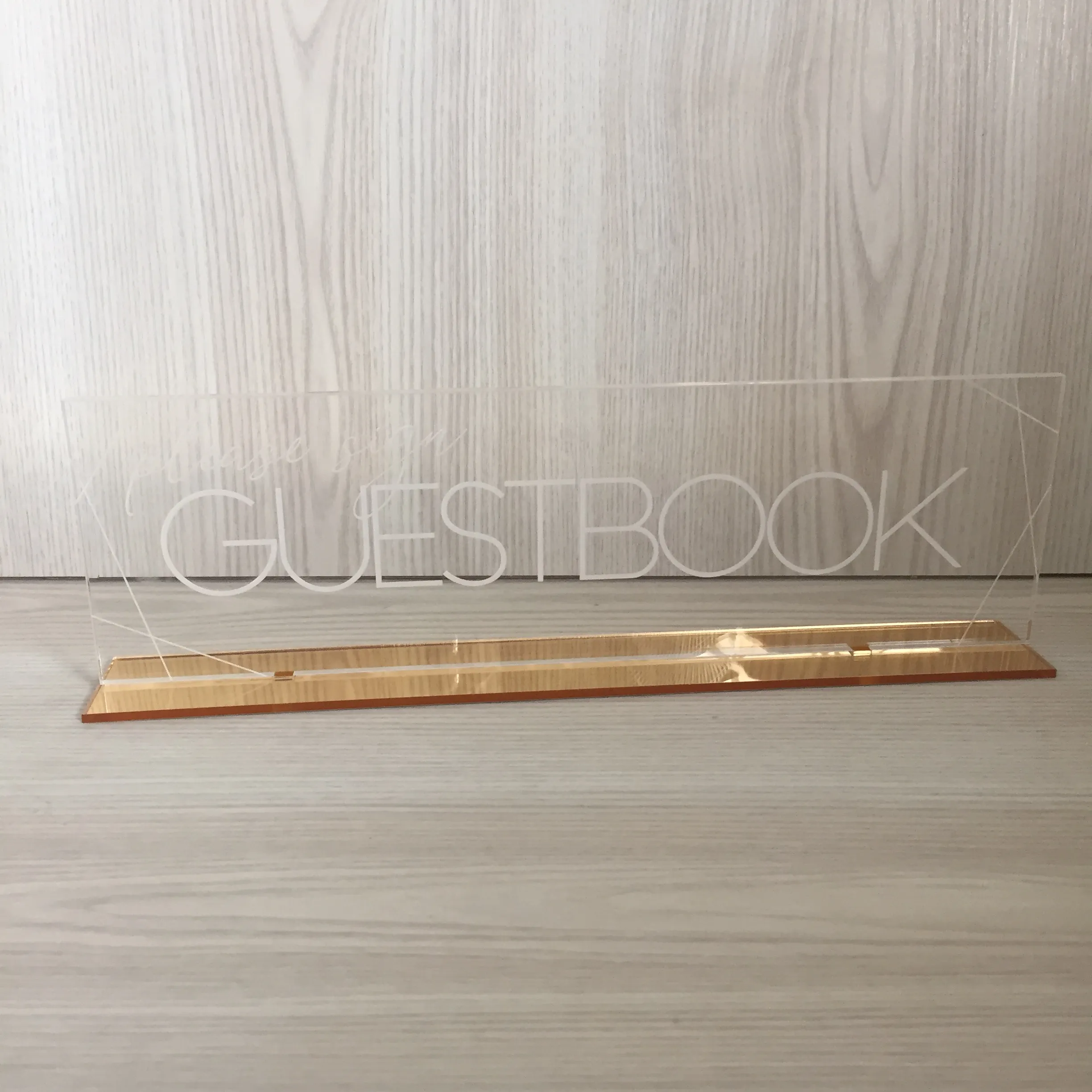 Geo "Guestbook" Acrylic Sign - Gold Base