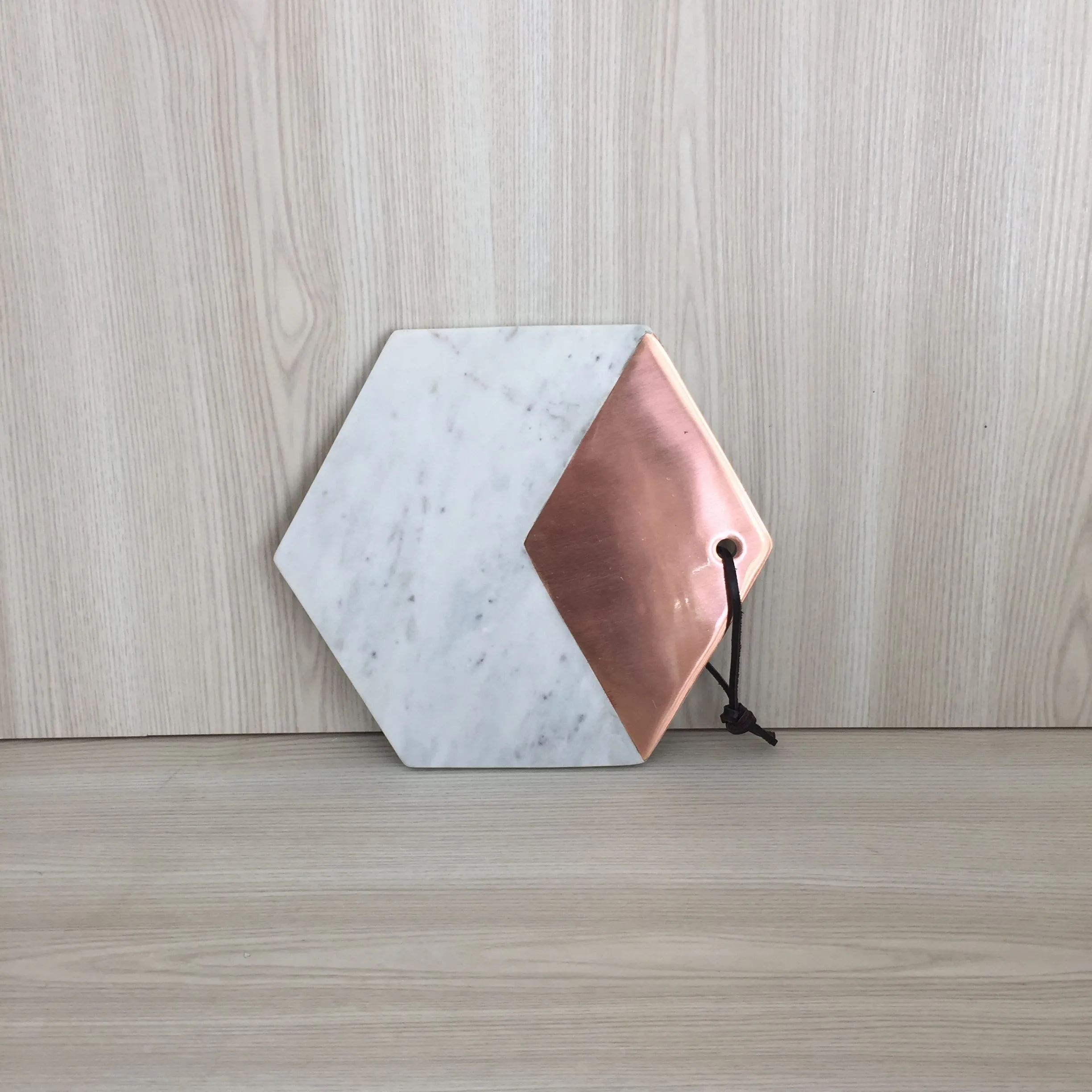 Hex Marble & Copper Cheeseboard