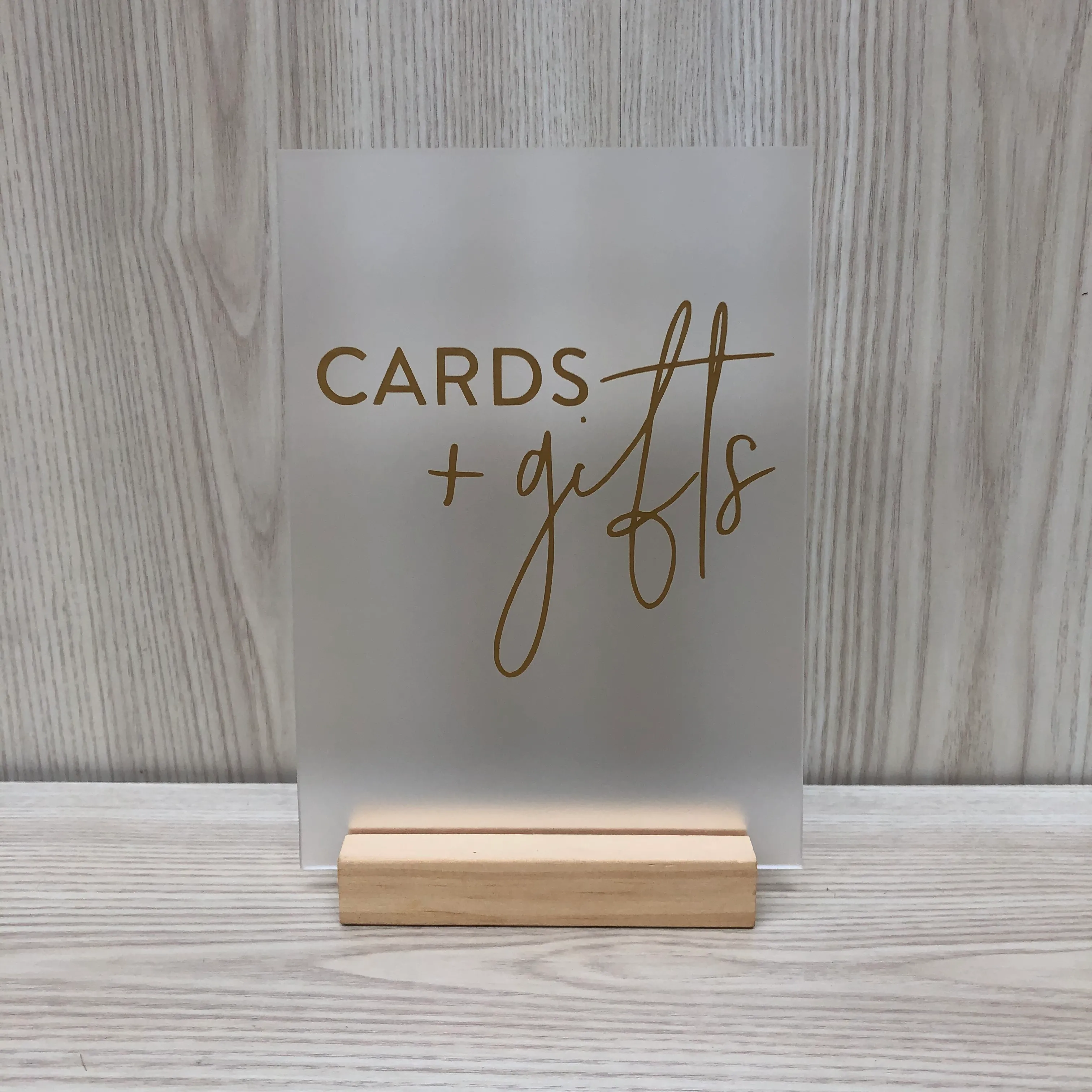 Willa Acrylic Cards & Gifts Sign - Frosted/Gold