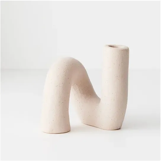Wave Textured Candle Holder - Bone
