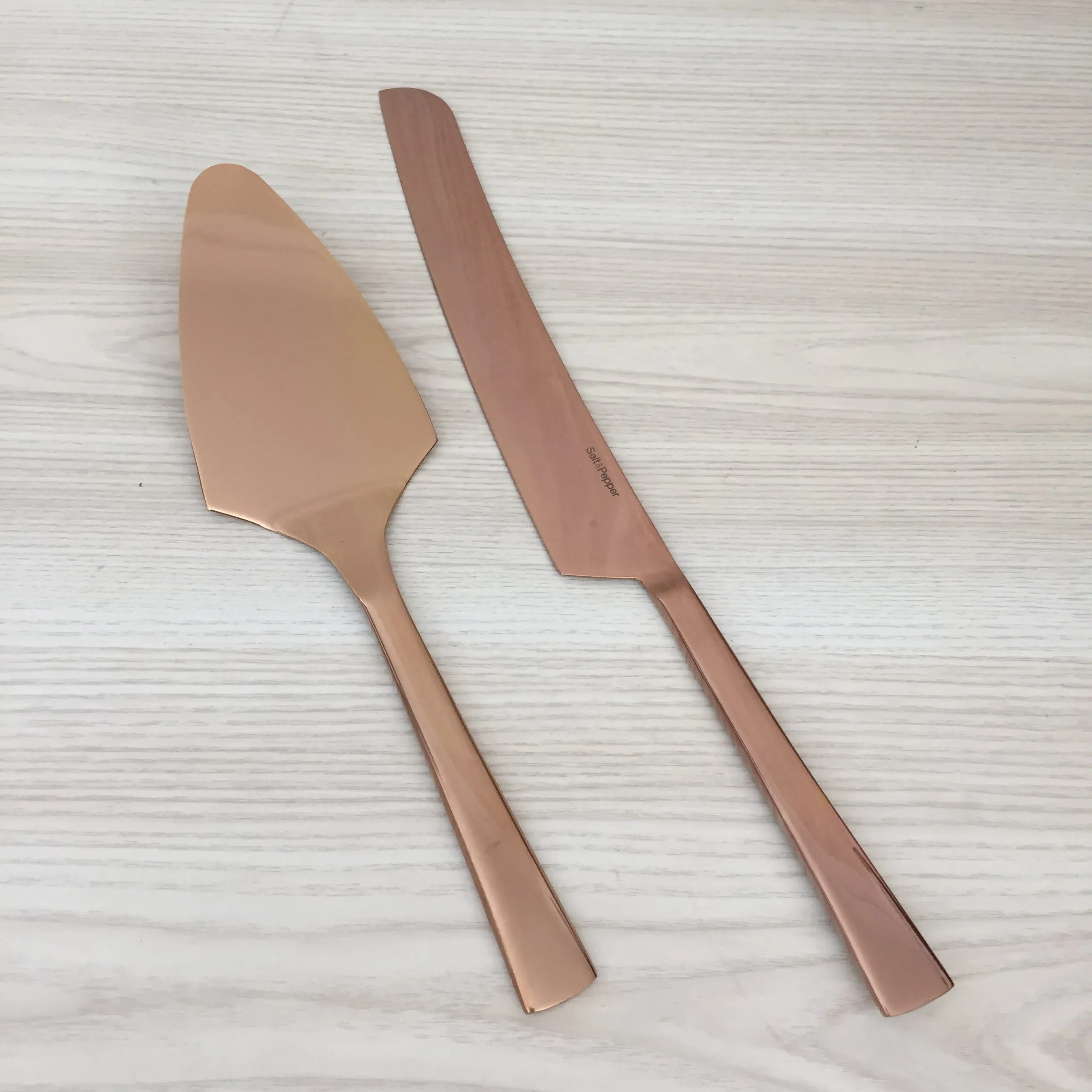 Shiny Copper Cake Knife and Server Set