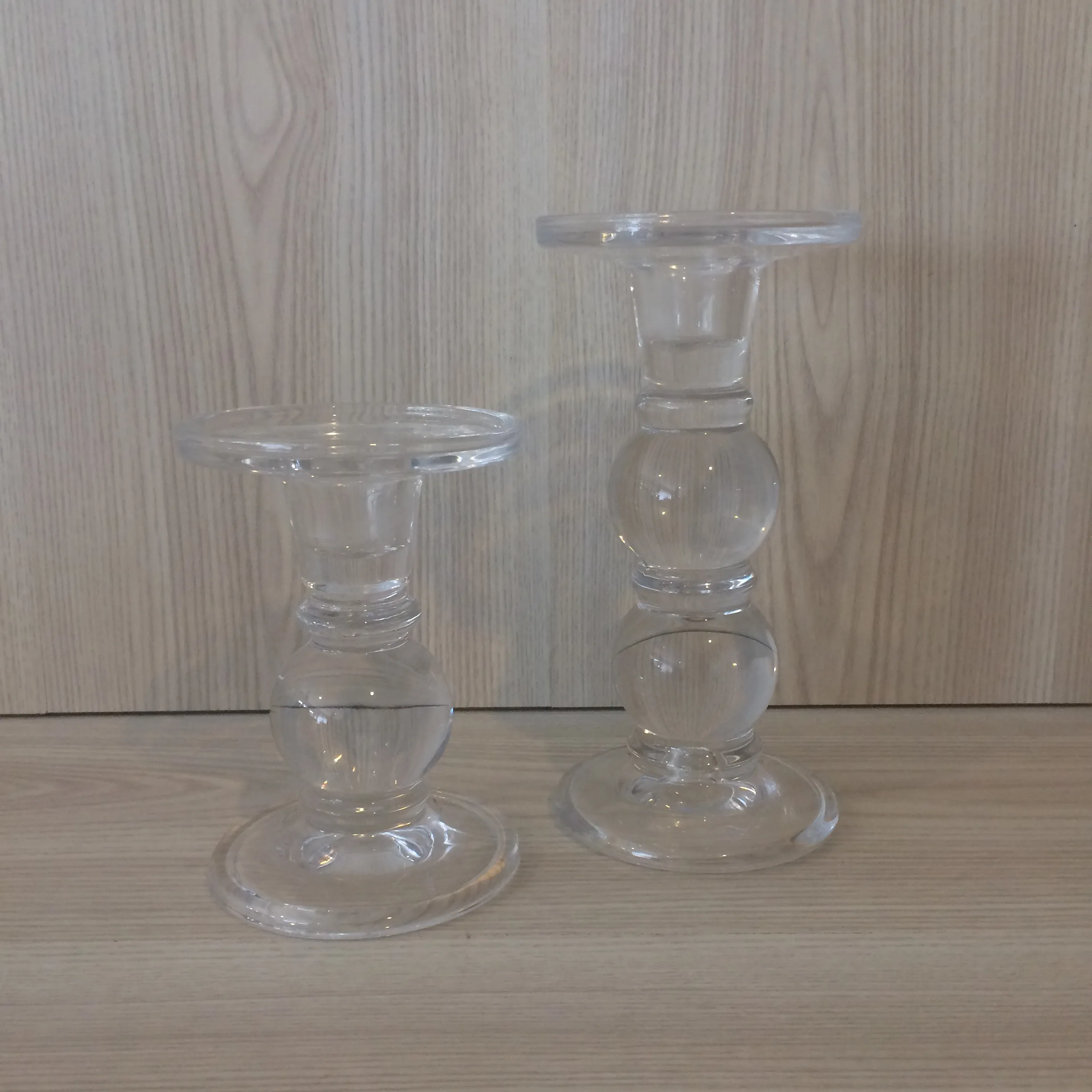 Bubble Design Glass Candlesticks - Clear