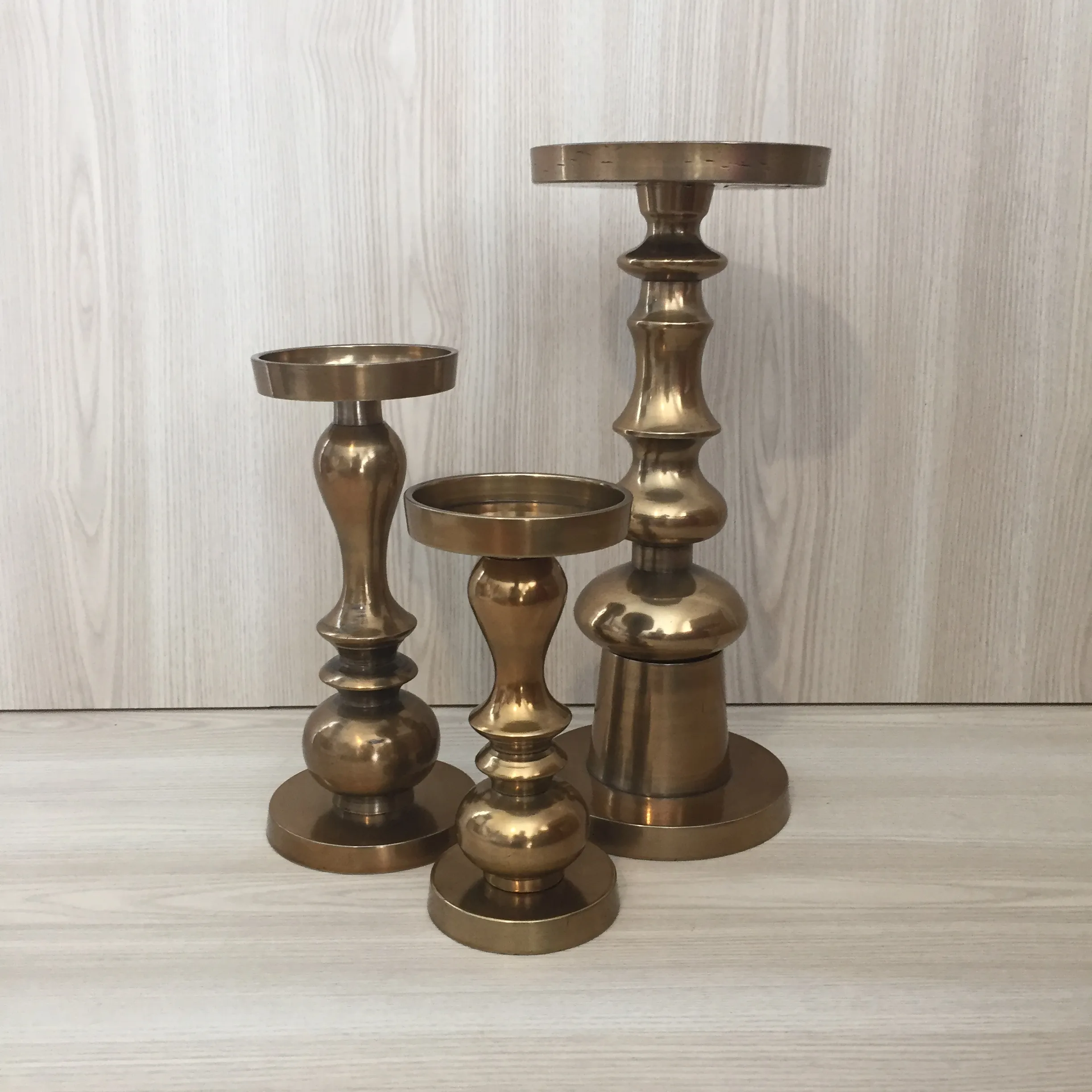 Cariso Brass Pillar Candle Holders