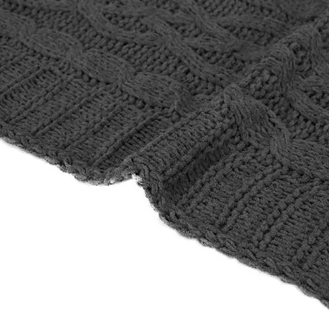 Cable Knit Throw Charcoal