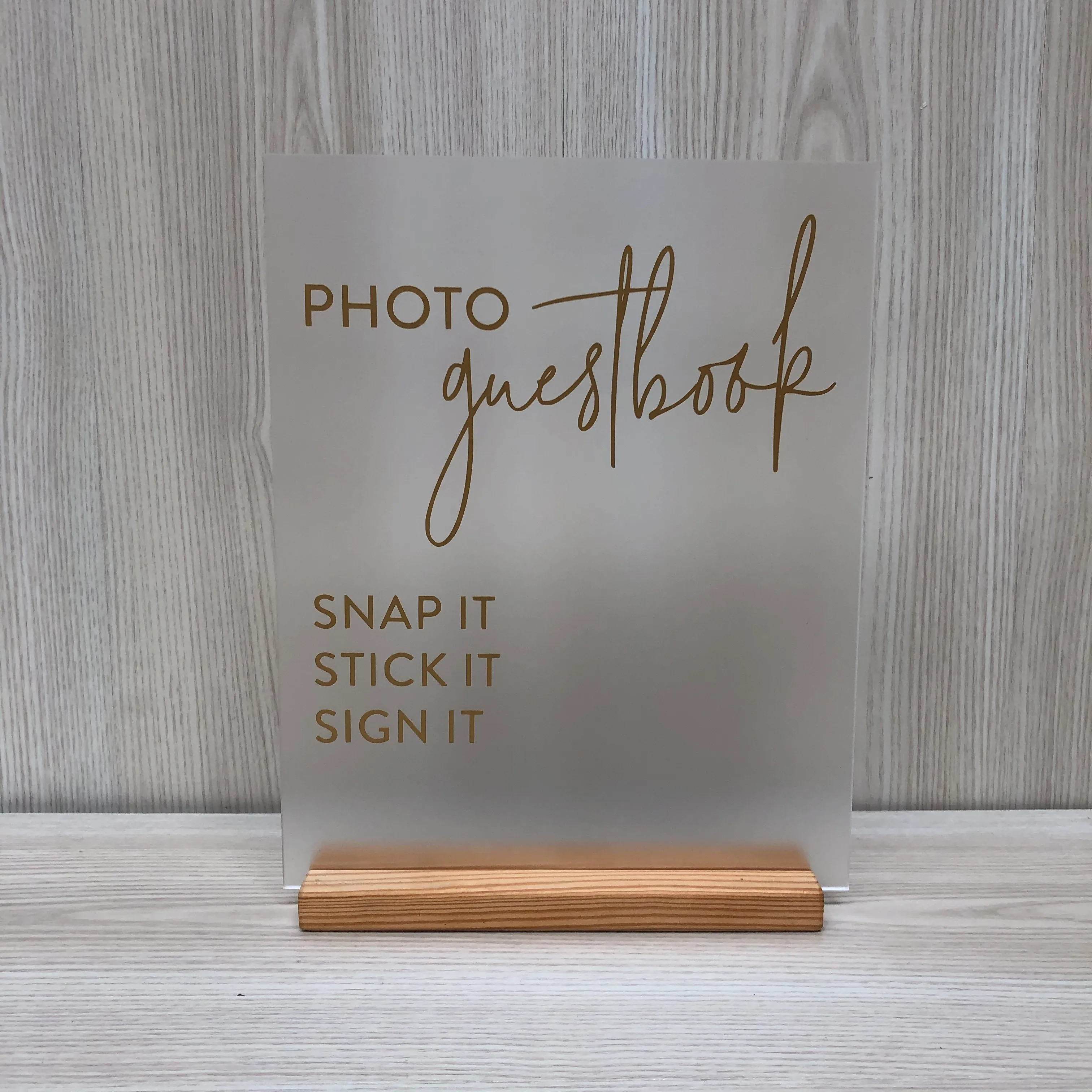 Willa Acrylic Photo Guestbook Sign - Frosted/Gold