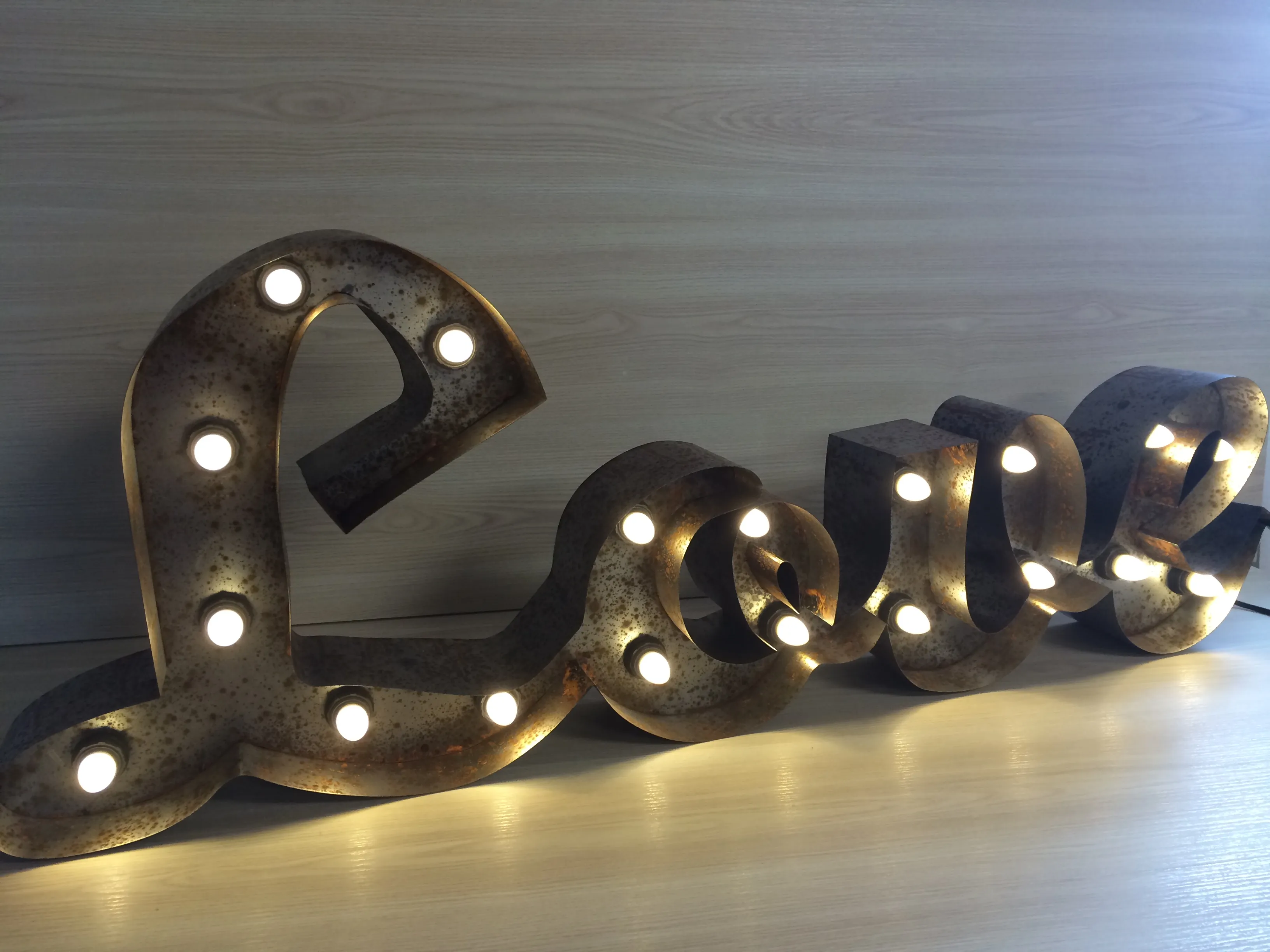 Love Joined Marquee Light - Rusted finish