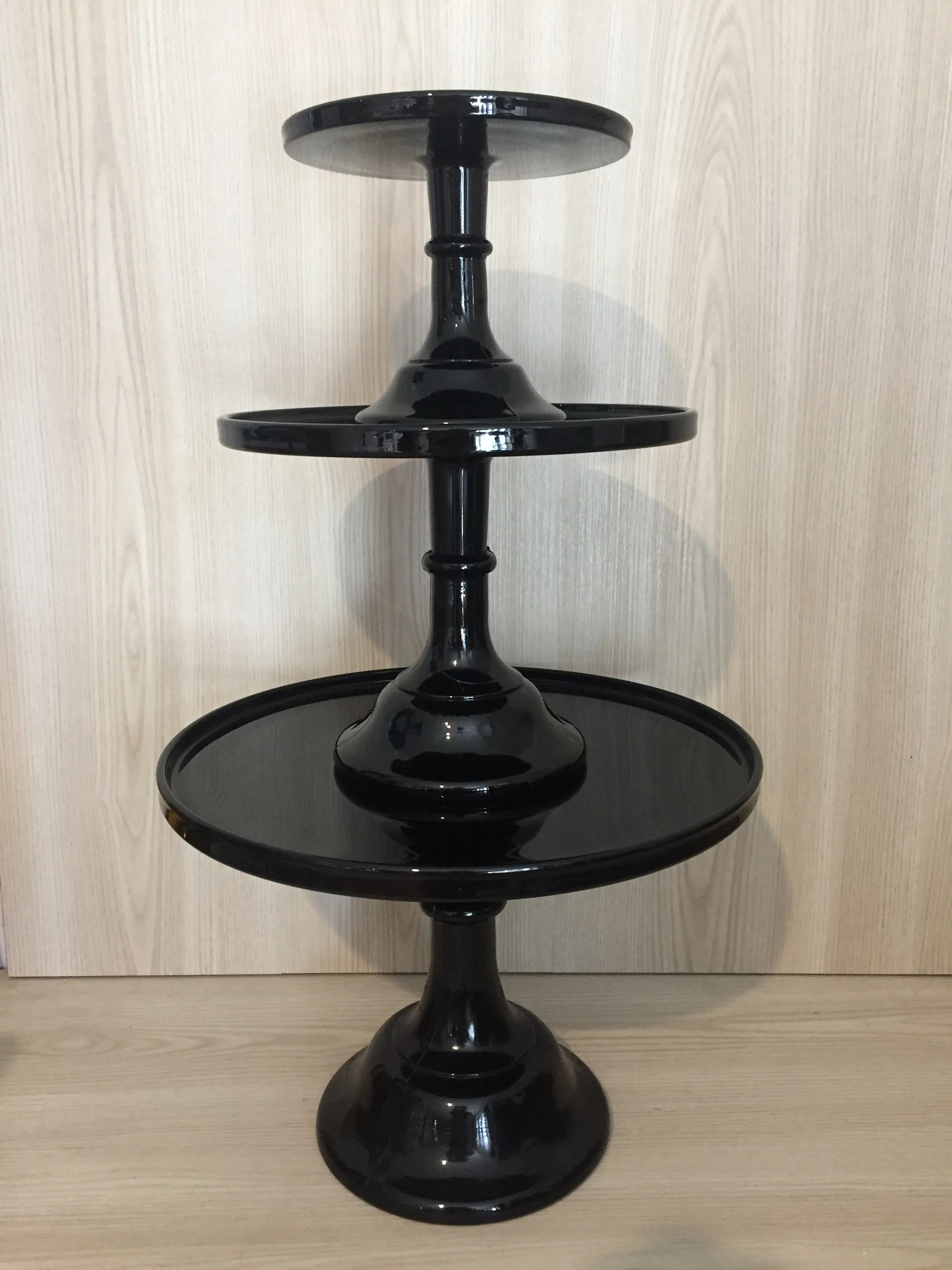 Milk Glass Pedestal Cake Stand Black - Assorted Sizes