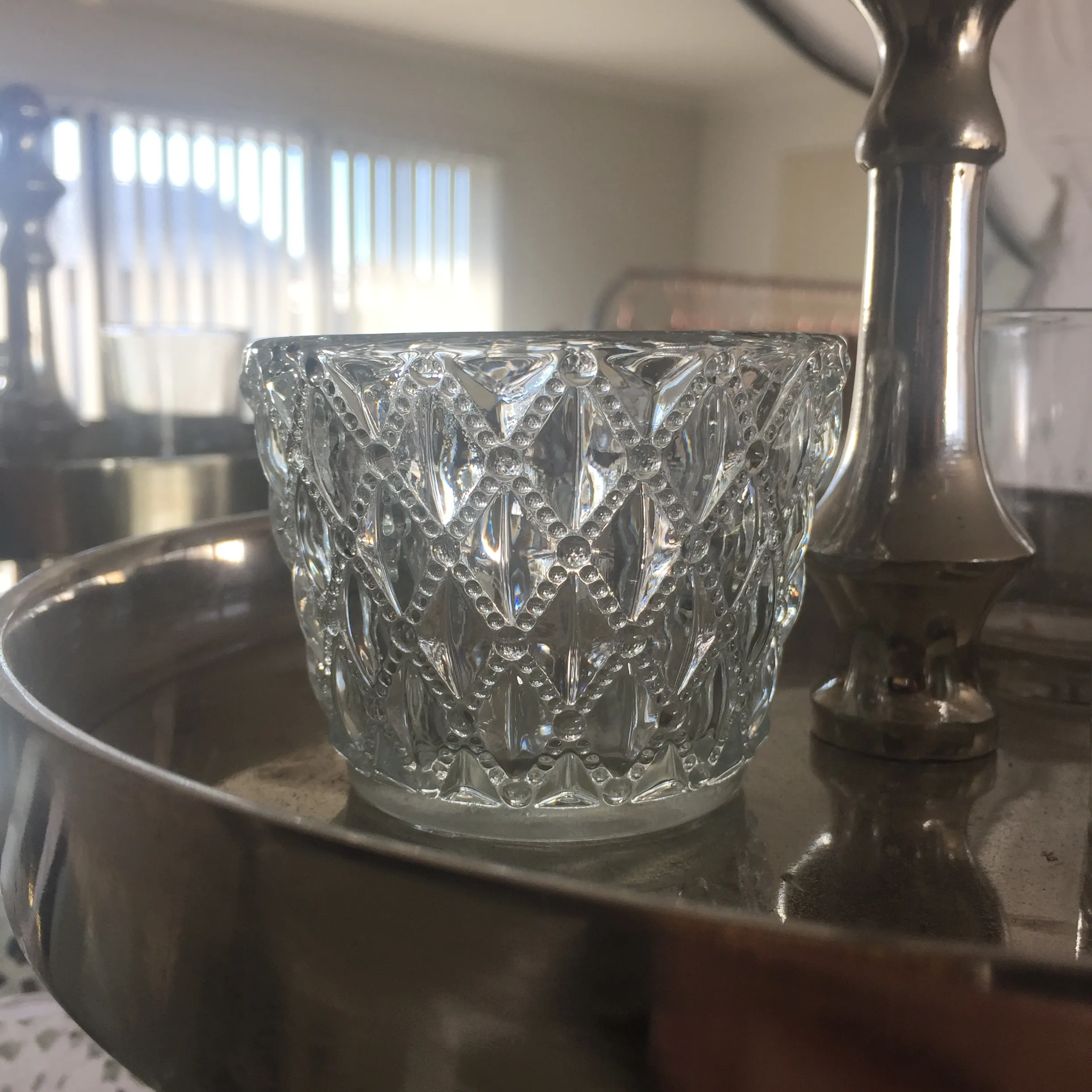 Quilted Textured Tealight Holder - Clear