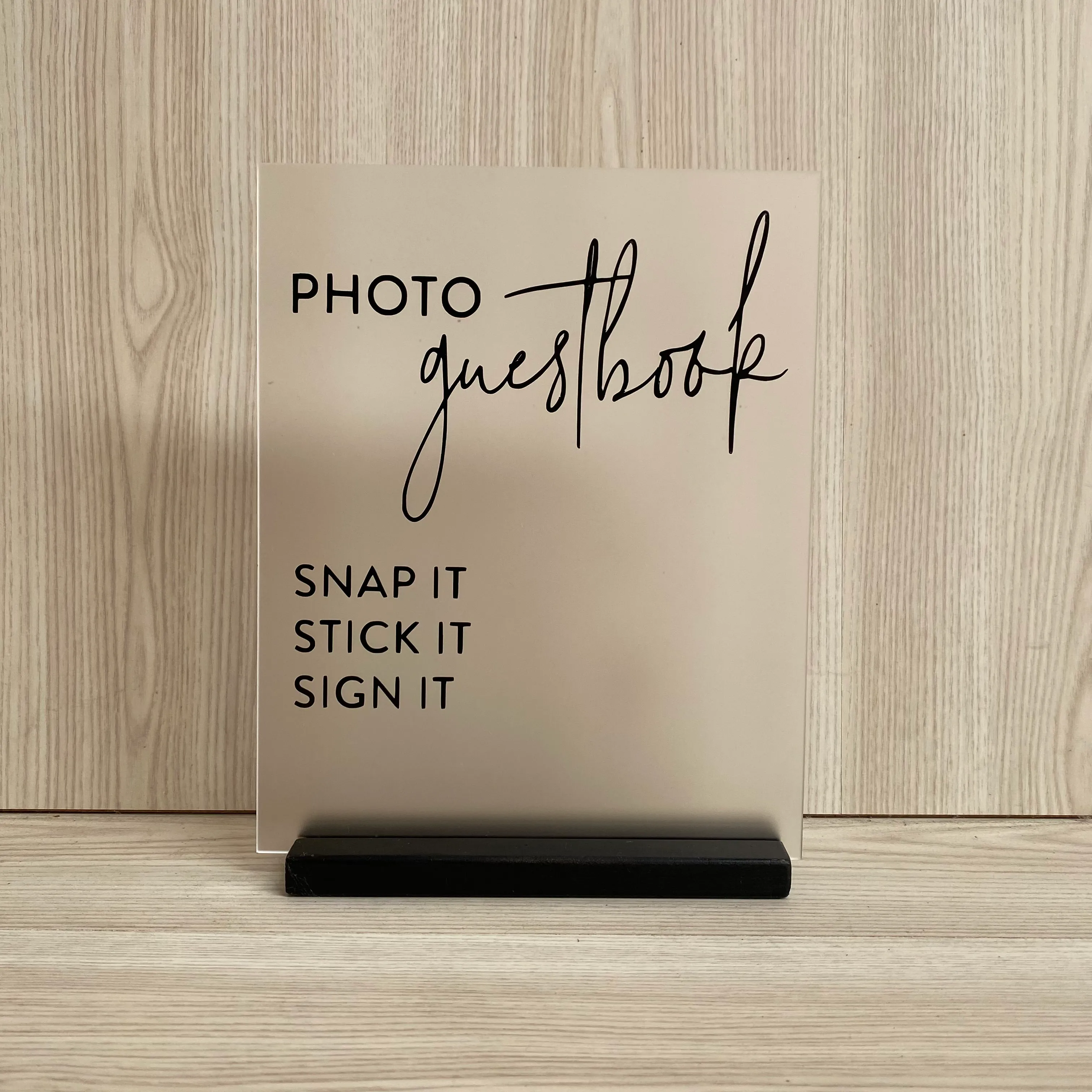 Willa Acrylic Photo Guestbook Sign - Frosted/Black