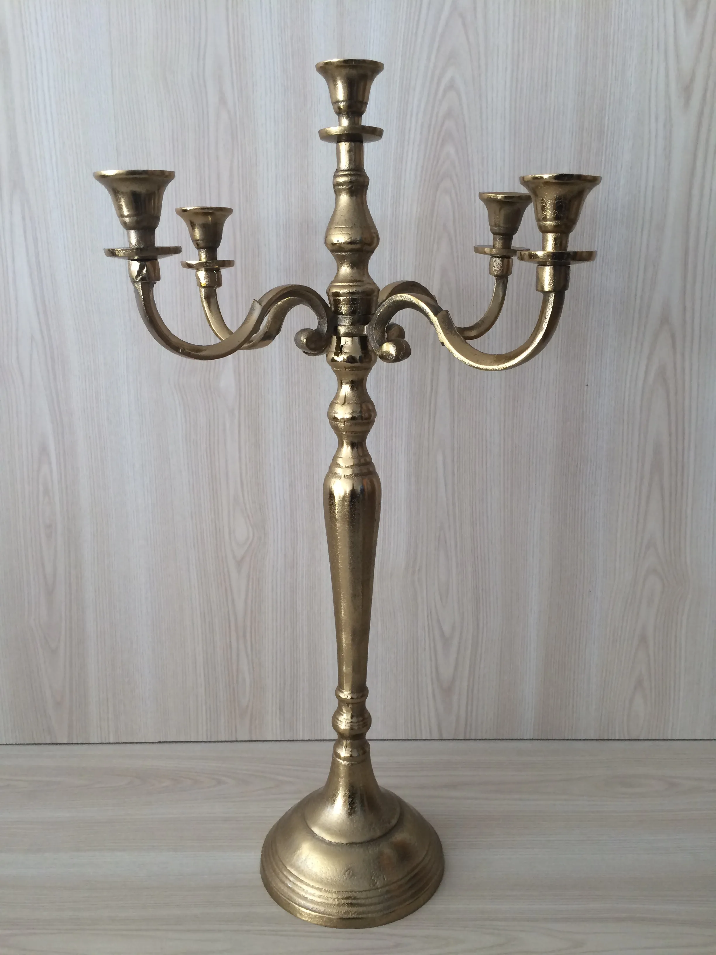 5 Cup Metal Candelabra Tall - Gold
