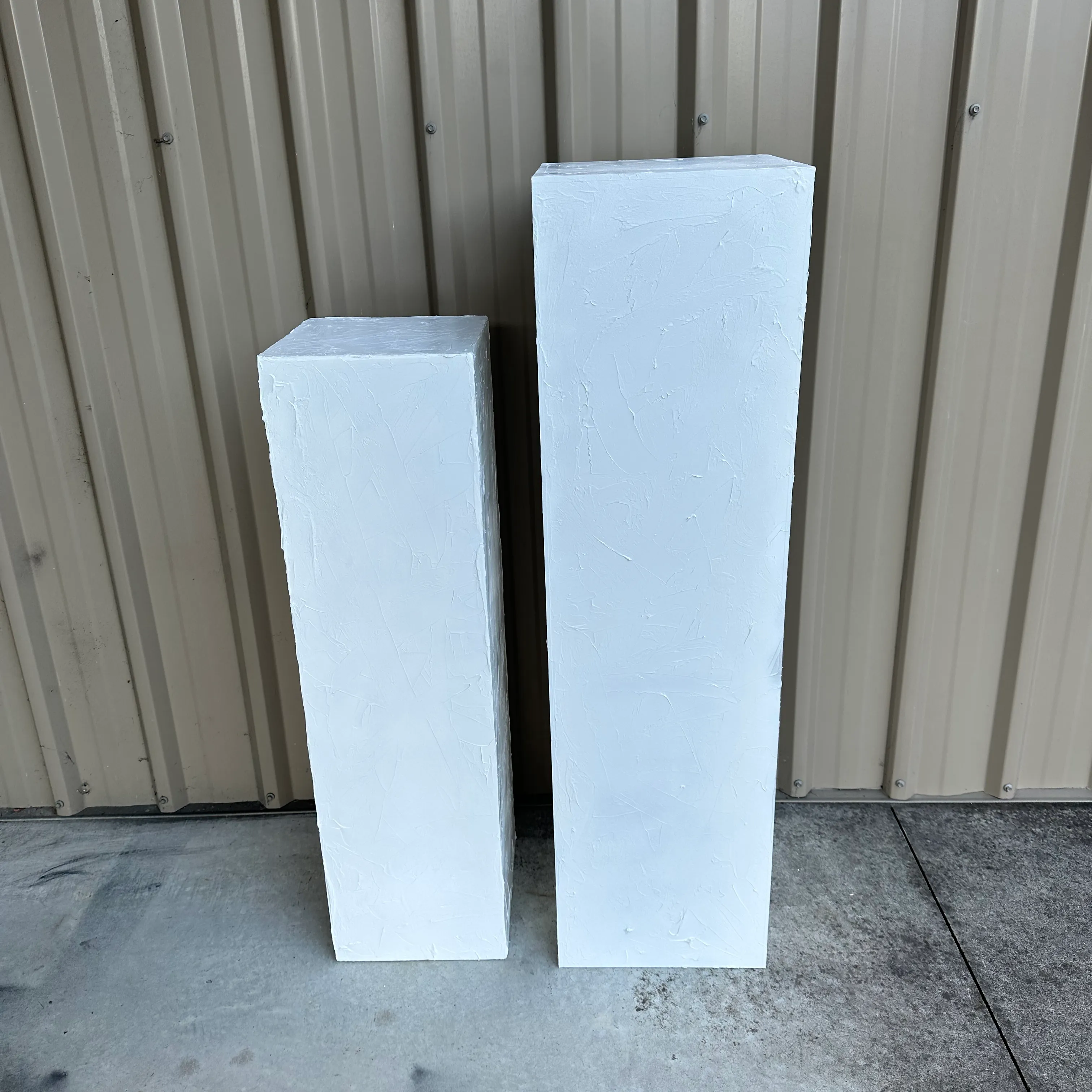 Textured Square Plinth White - two sizes