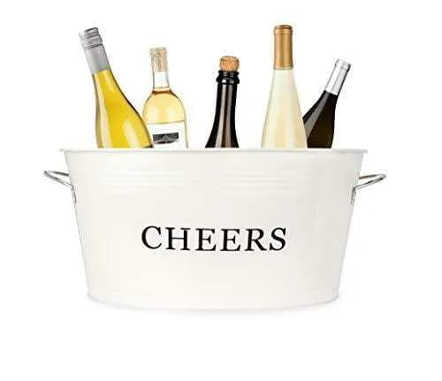 Cheers Galvanized Drinks Tub White