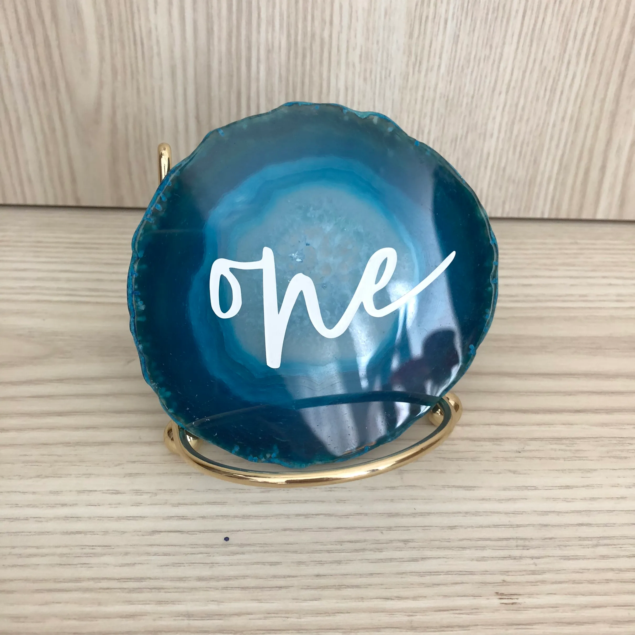 Agate Slice Table Numbers - Blue