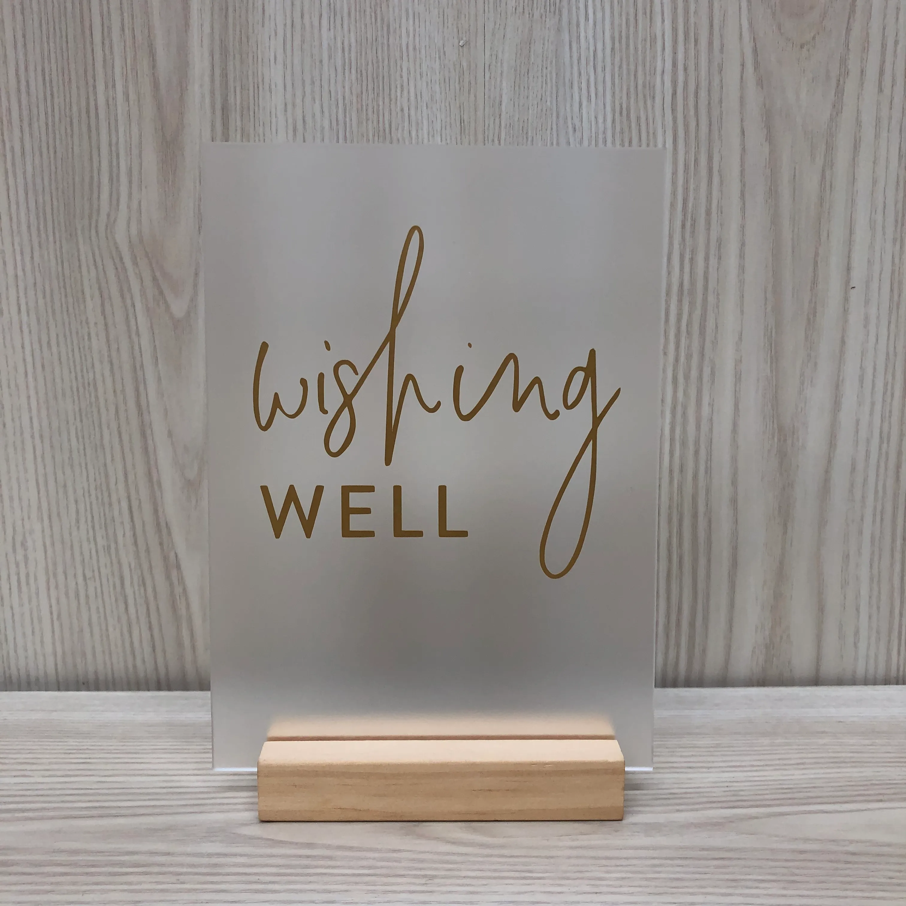 Willa Acrylic Wishing Well Sign - Frosted/Gold