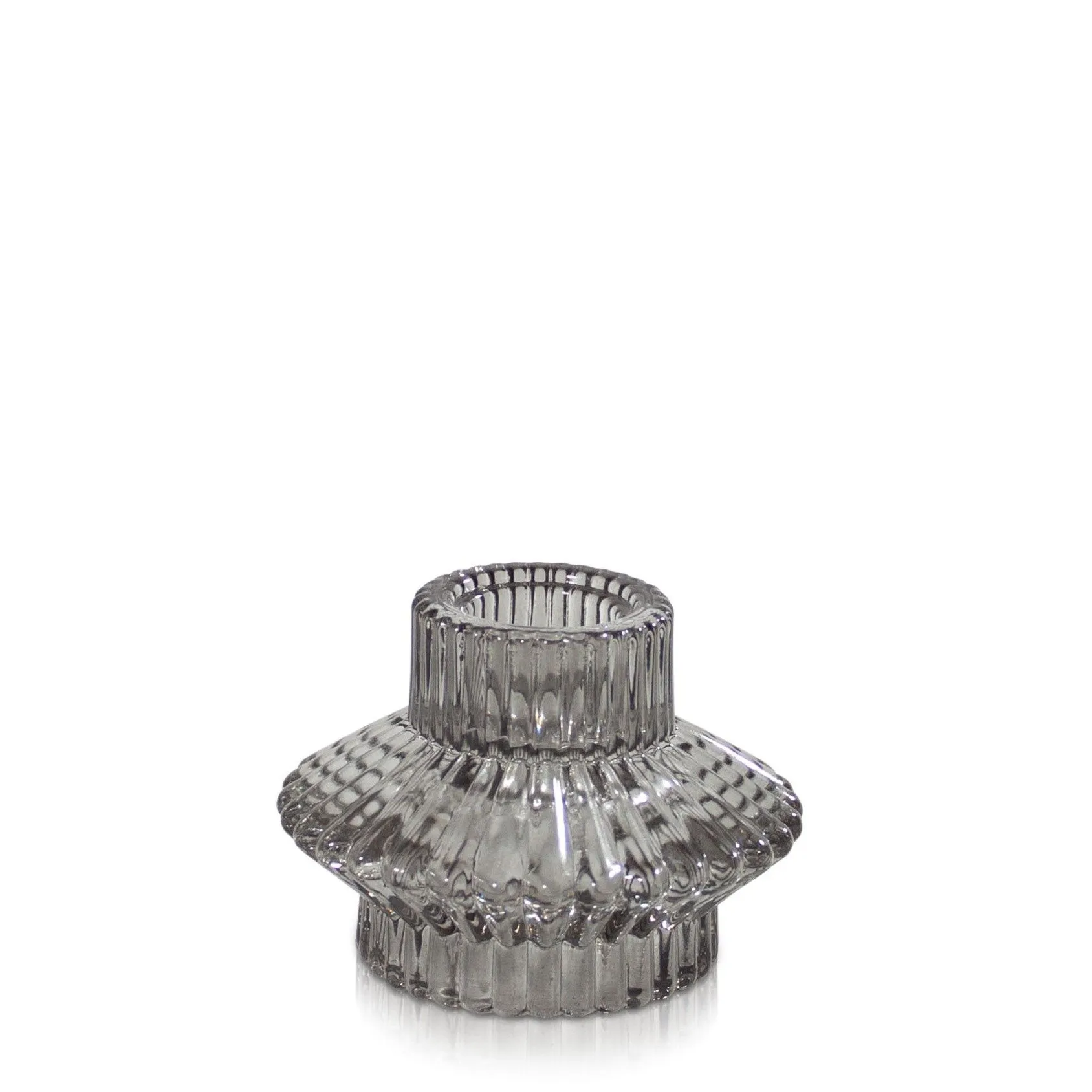 Aida Reversible Candleholder - Smoke Grey