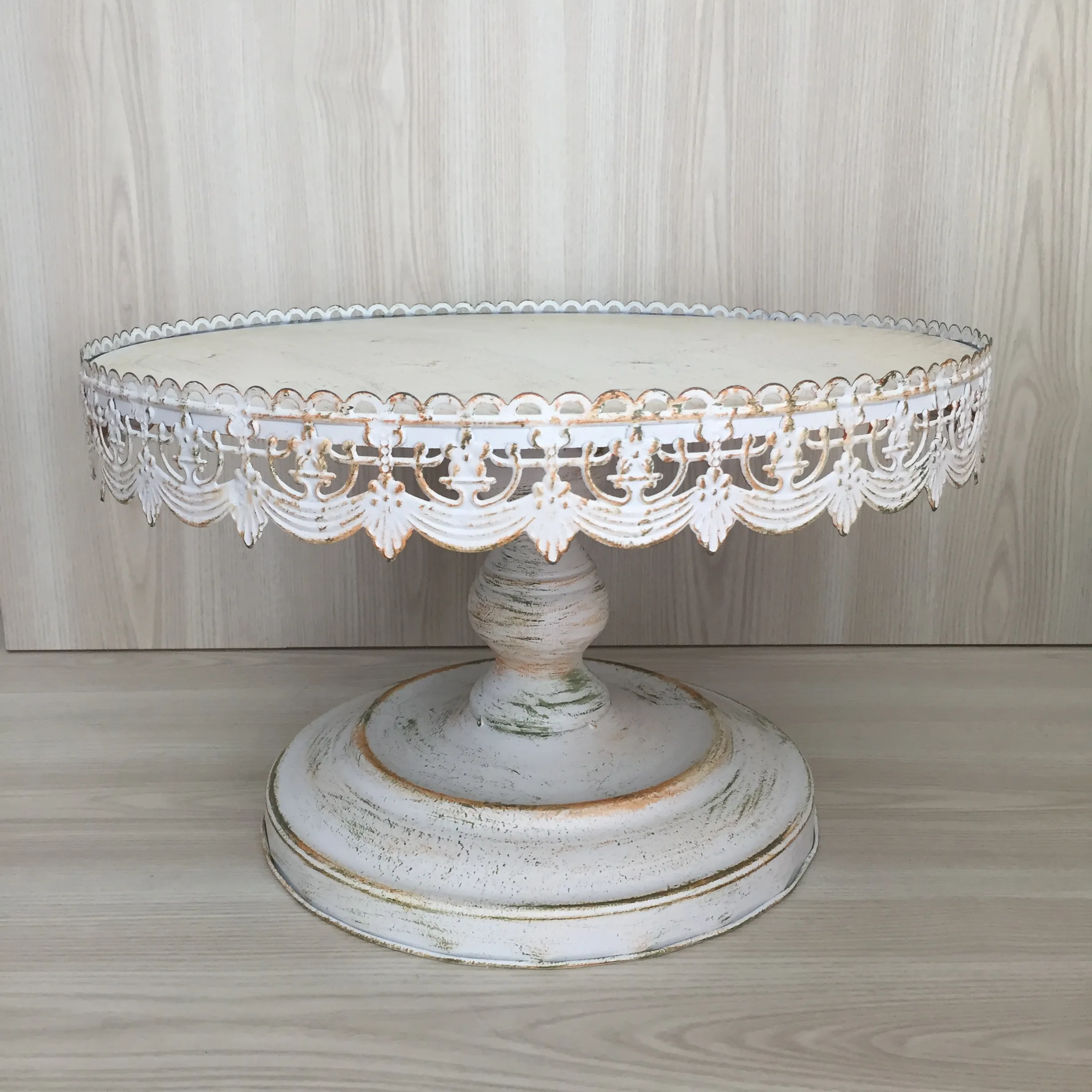 Vintage Metal Cake Stand White