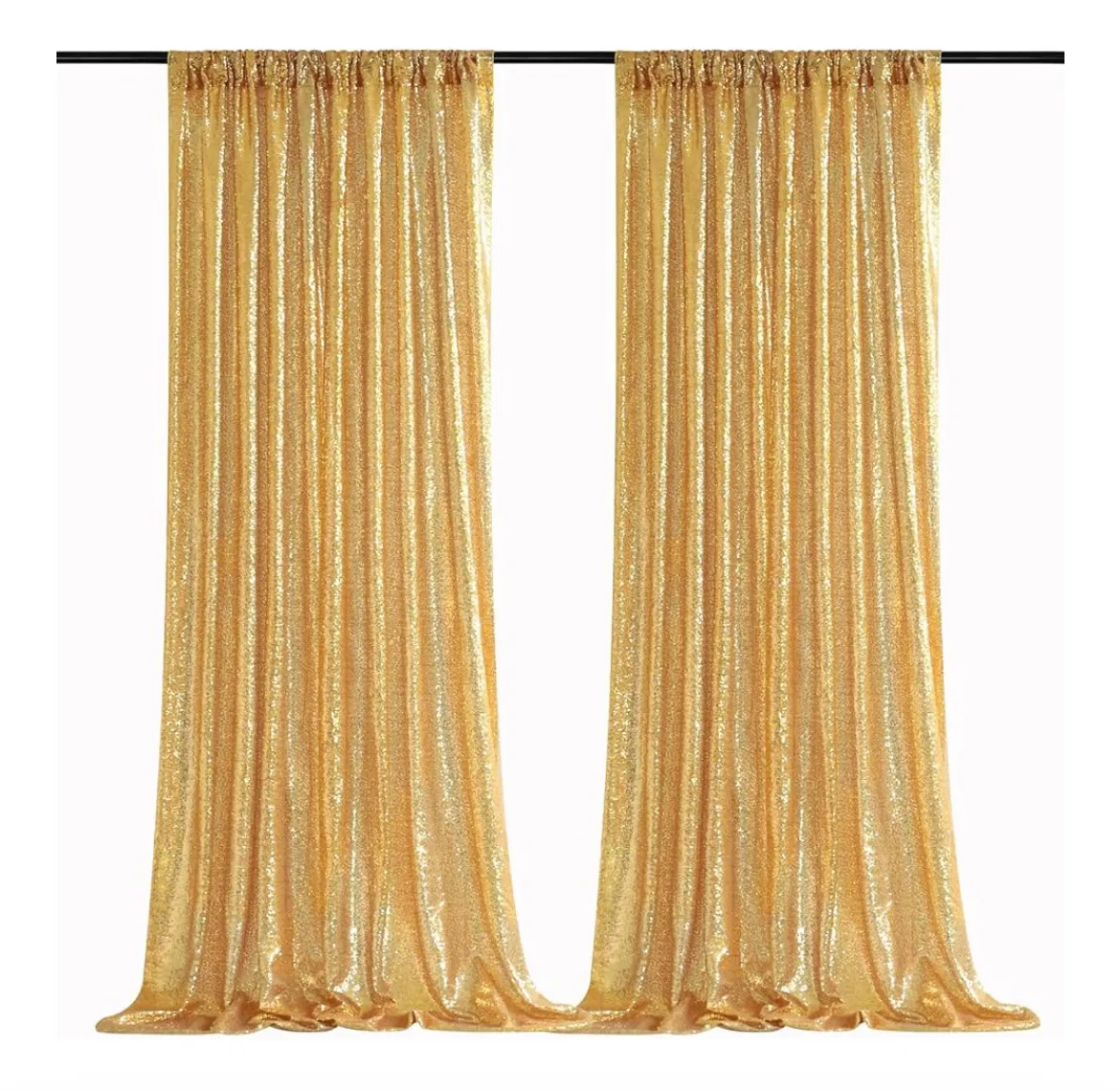 Gold backdrop curtains