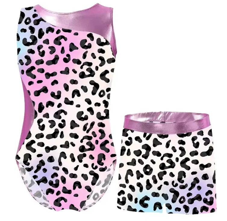 IEEIFIEL LEOPARD PRINT LEOTARD & SHORTS SET