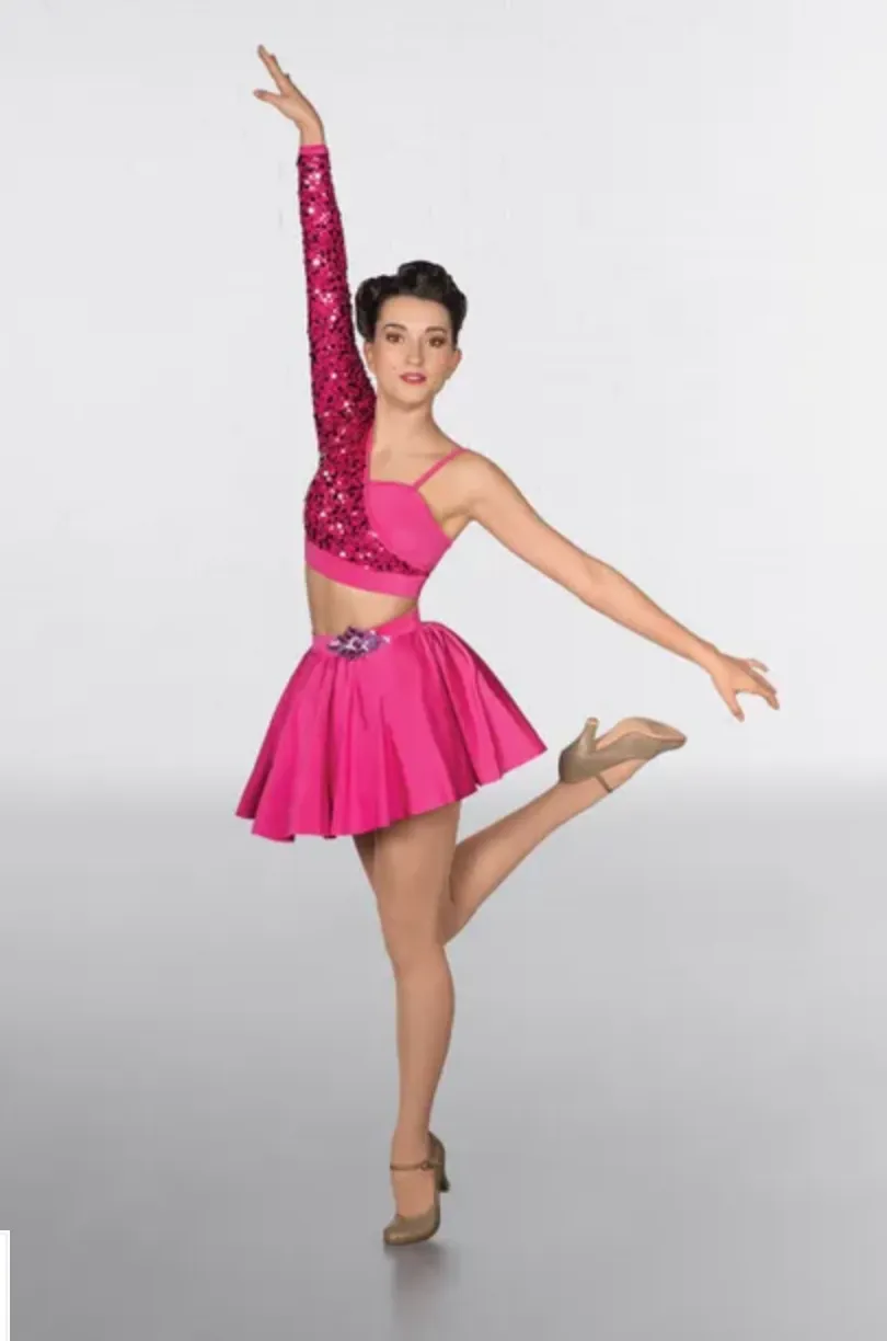 1st Position - Asymmetrical Sequin Sleeved Two Piece Glitz