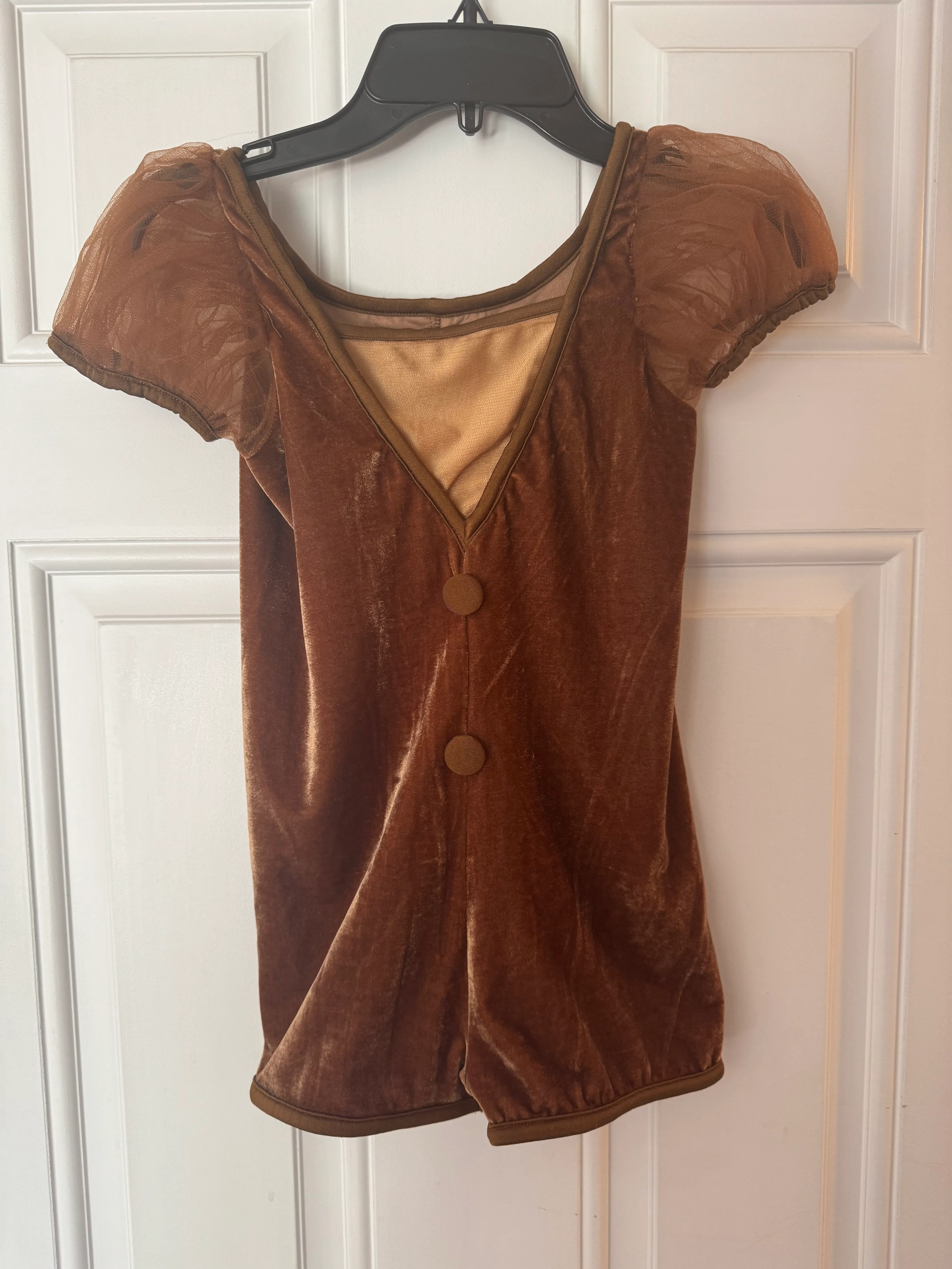 IDS BROWN BIKETARD WITH PUFF SLEEVES