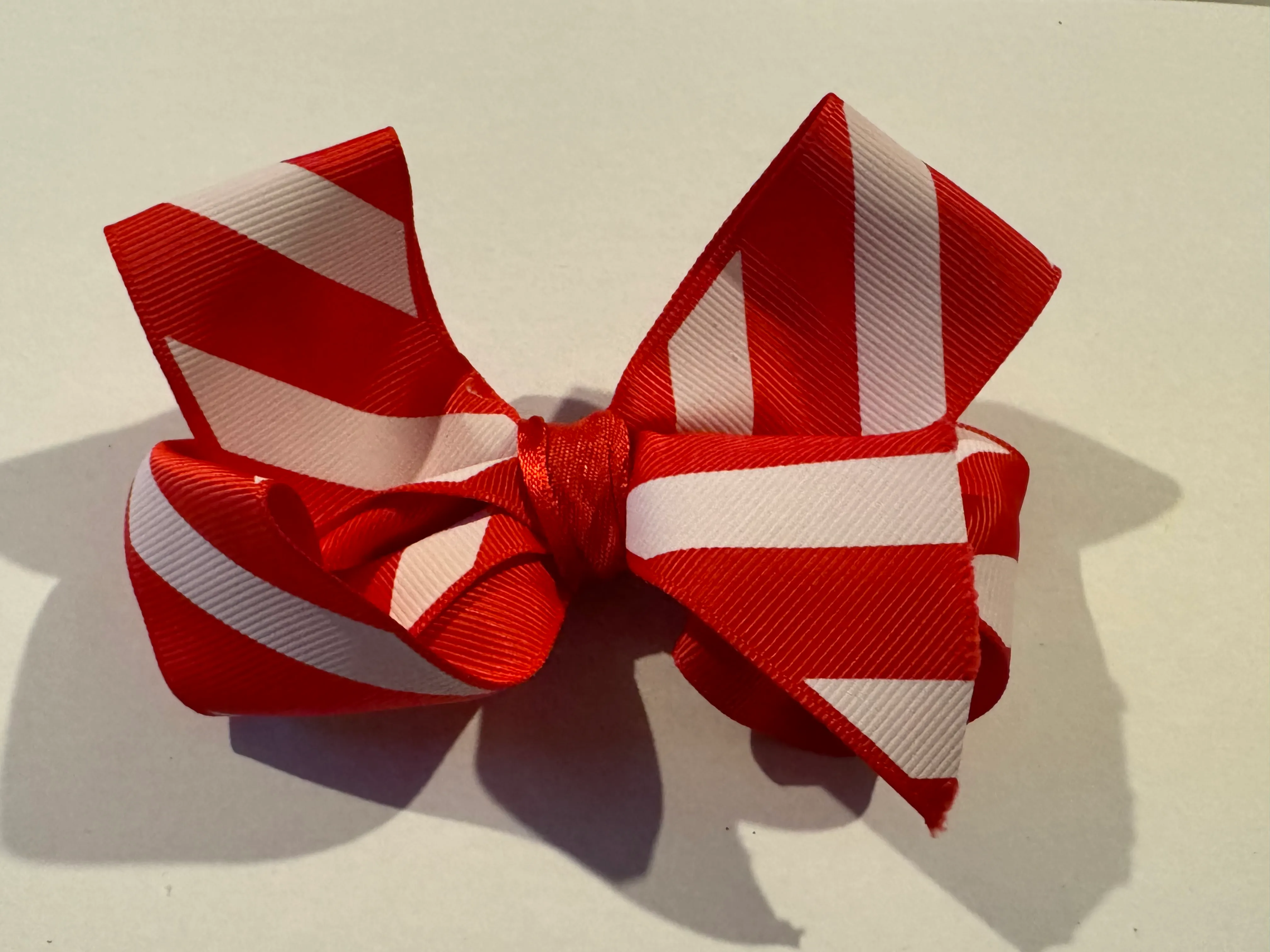 CANDY CANE BOW HAIR CLIP