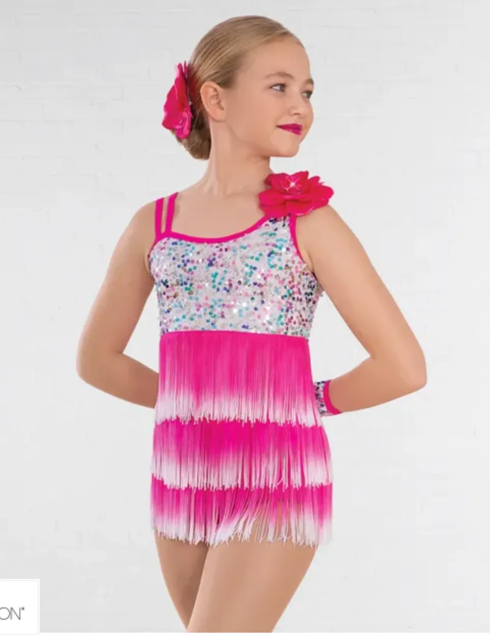 1st Position Multi Sequin Glitz Dress  with Ombré Fringe