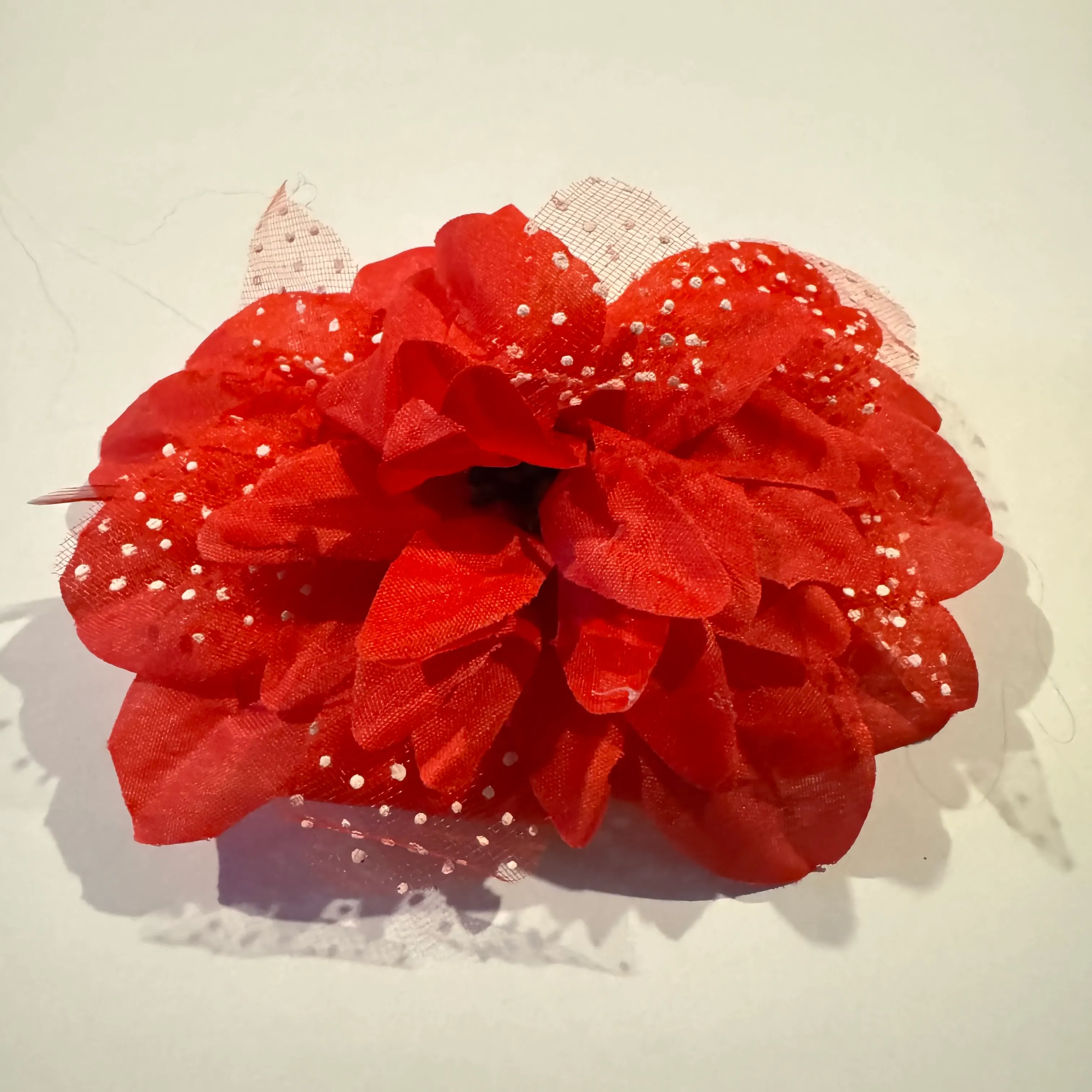RED SYNTHETIC ROSE HAIR CLIP