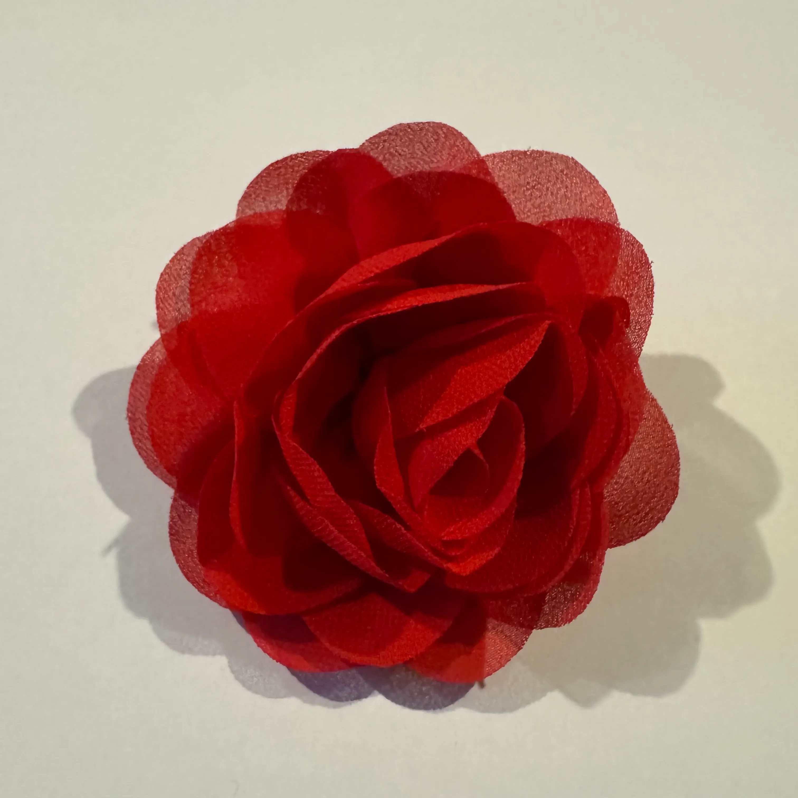RED FABRIC ROSE HAIR CLIP