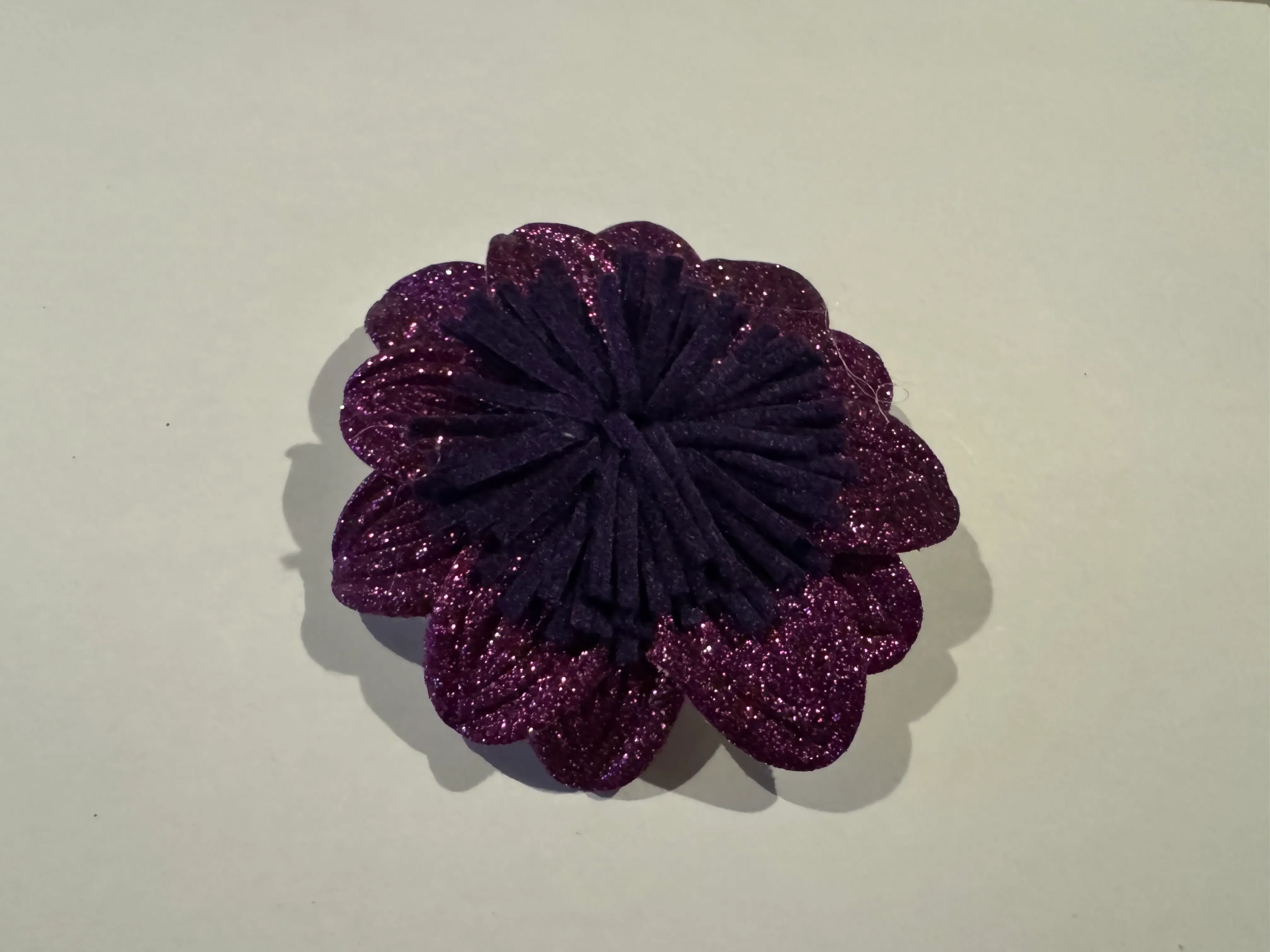 PURPLE GLITTER FLOWER HAIR CLIP