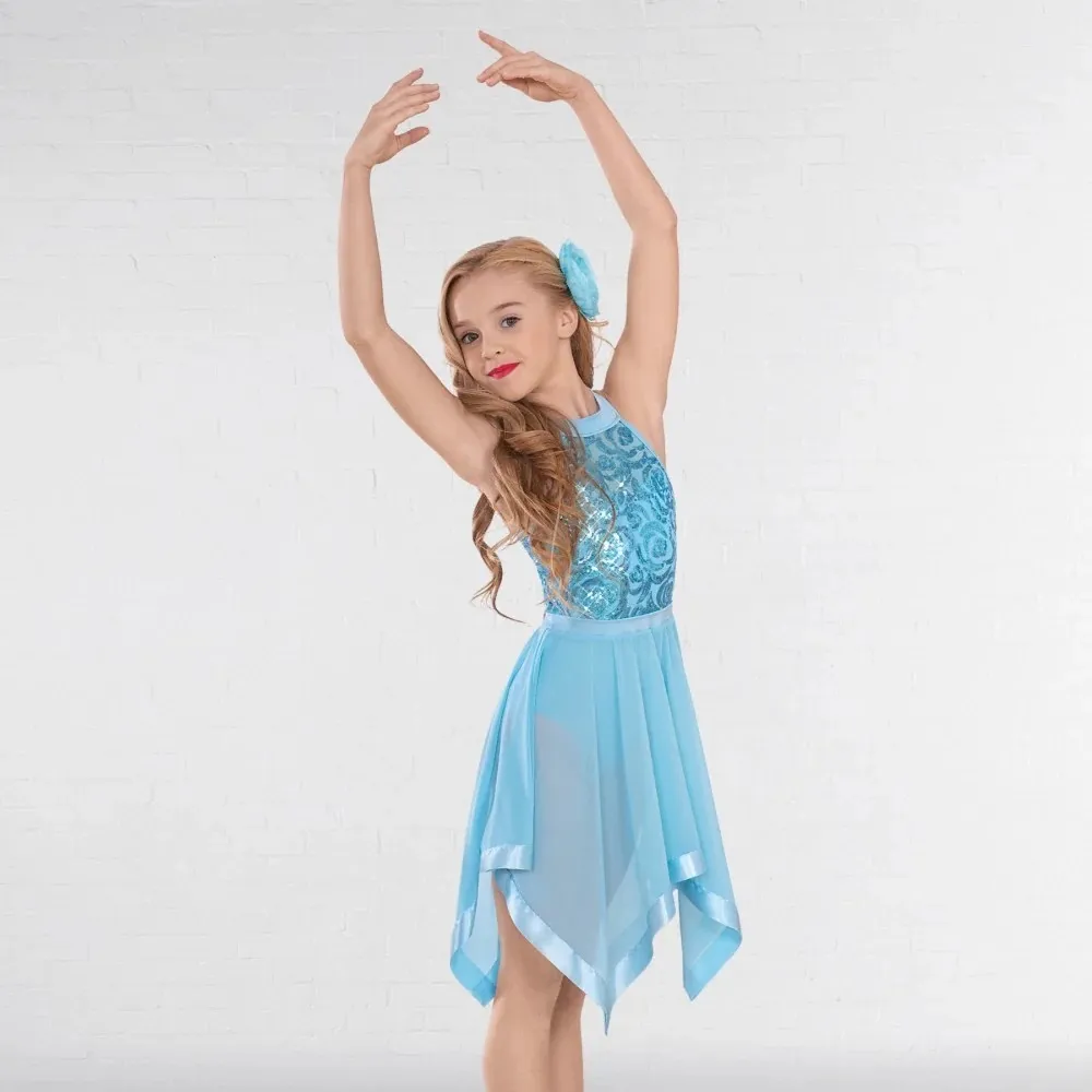 1st Position Halterneck Sequin Lyrical Dress with Handkerchief Skirt