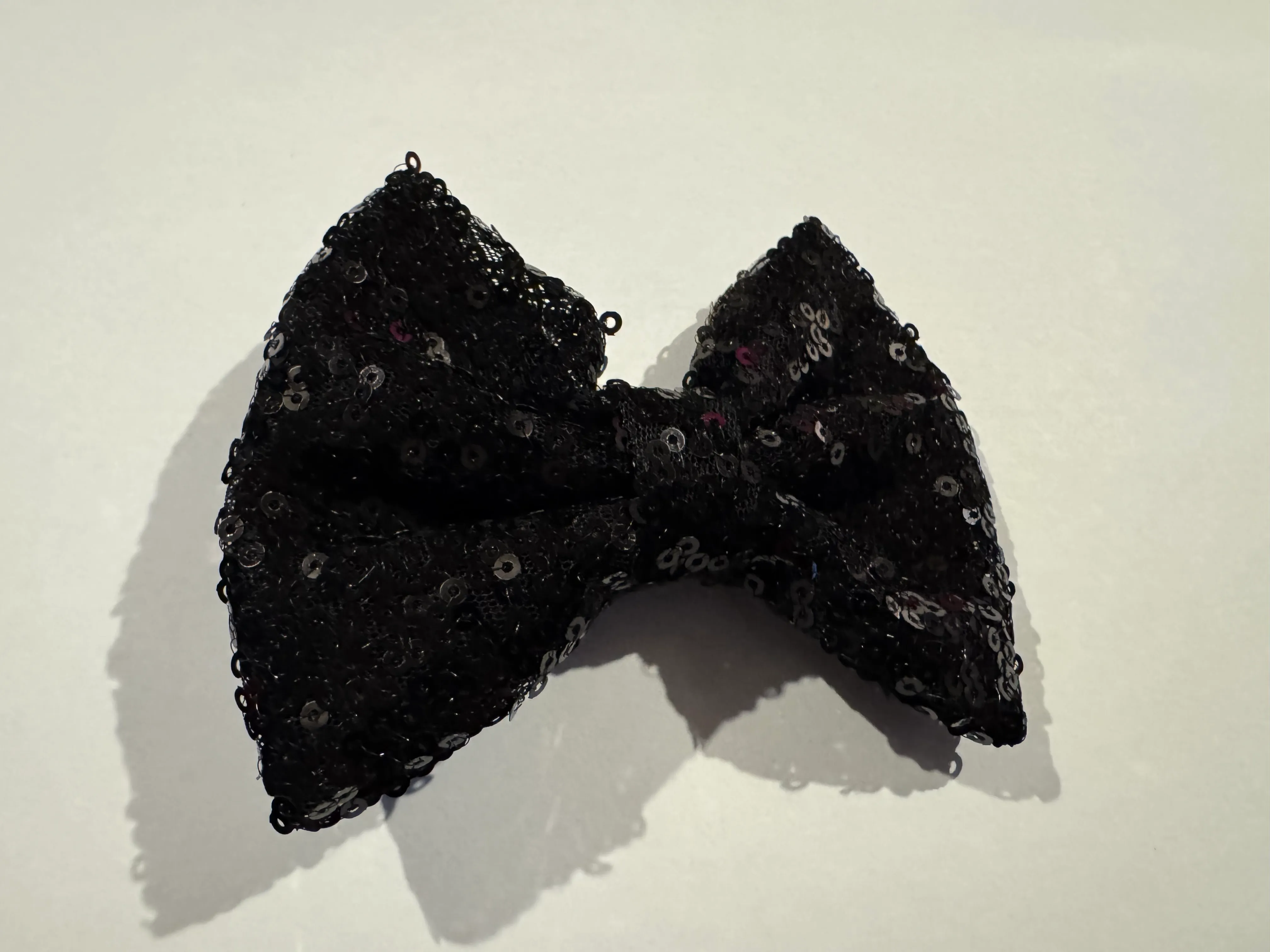 BLACK SEQUIN BOW HAIR CLIP