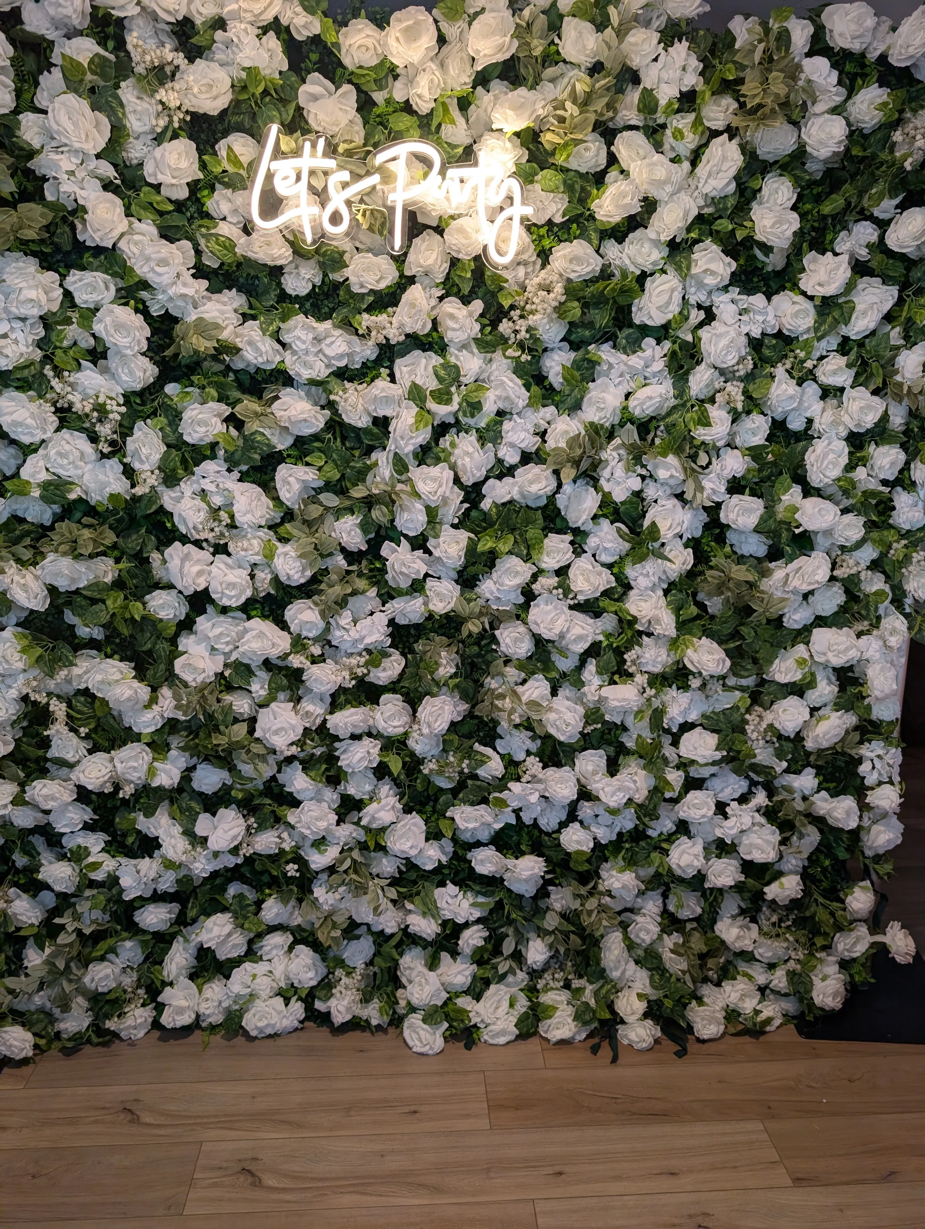 White and Green Flower Wall