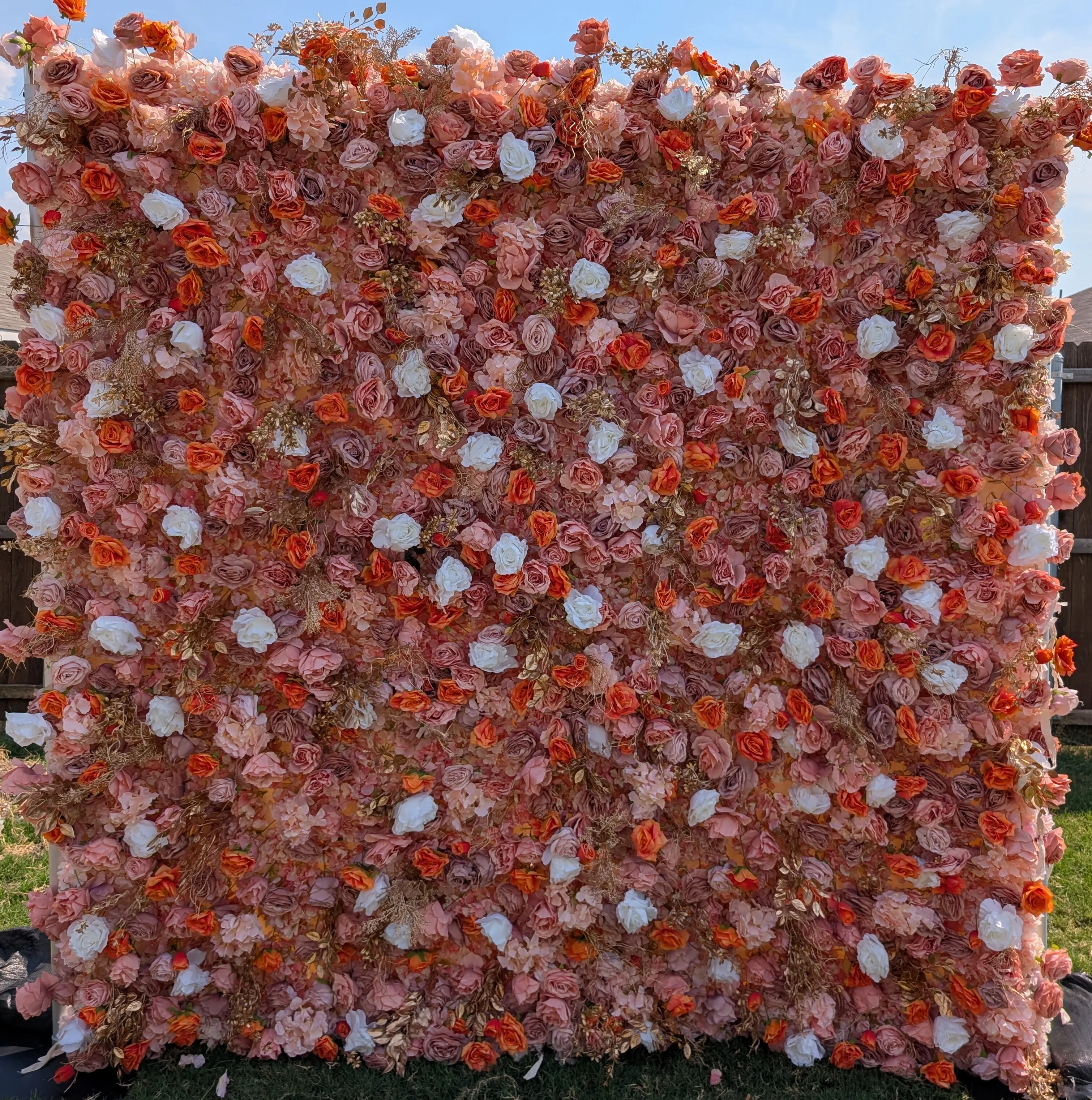 Peach and Orange Flower Wall