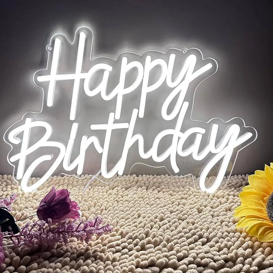 Neon Happy Birthday sign