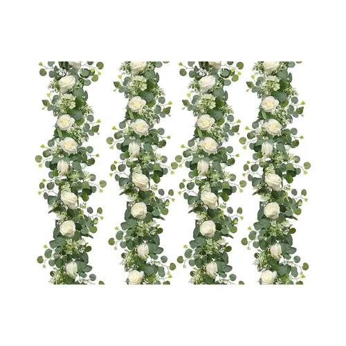 Guirlande de feuilles d’eucalyptus artificielles avec roses