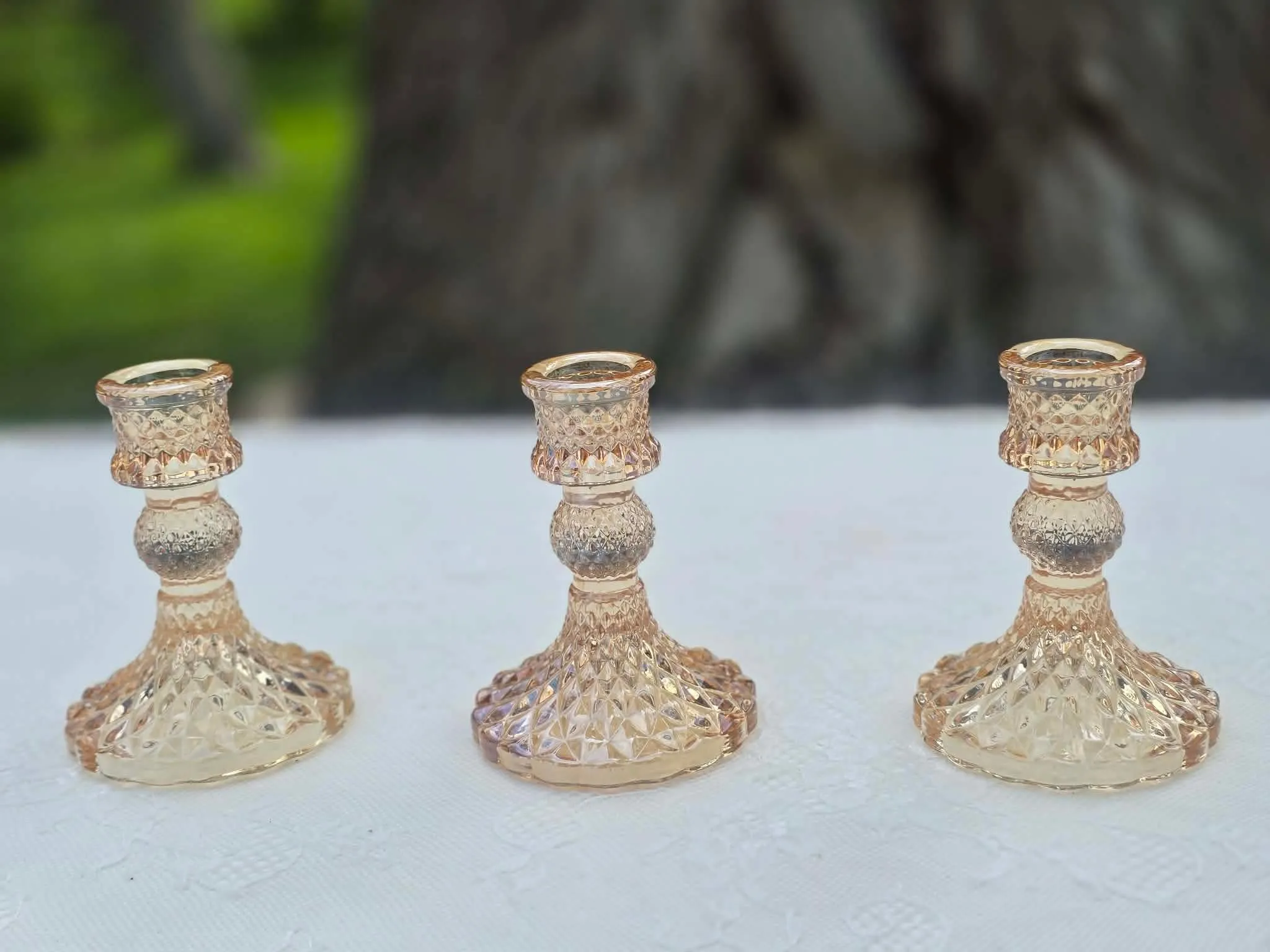 Glass Taper Candle Holder - Gold - Set of 4