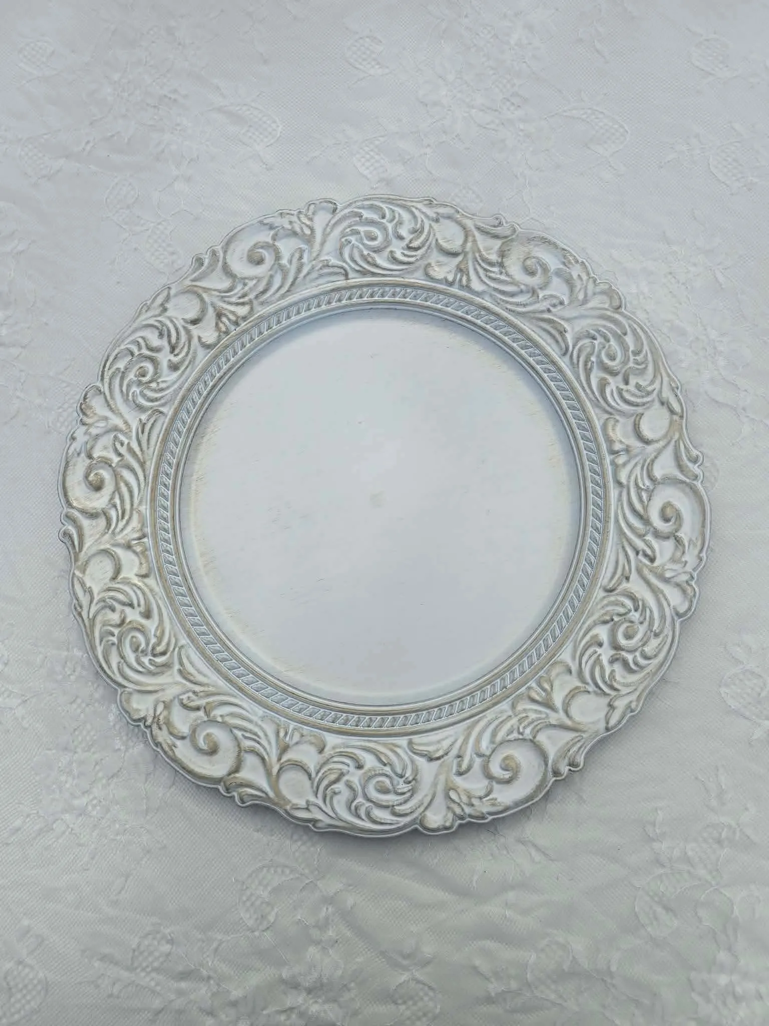 Antique White With Gold Charger Plates 14" 