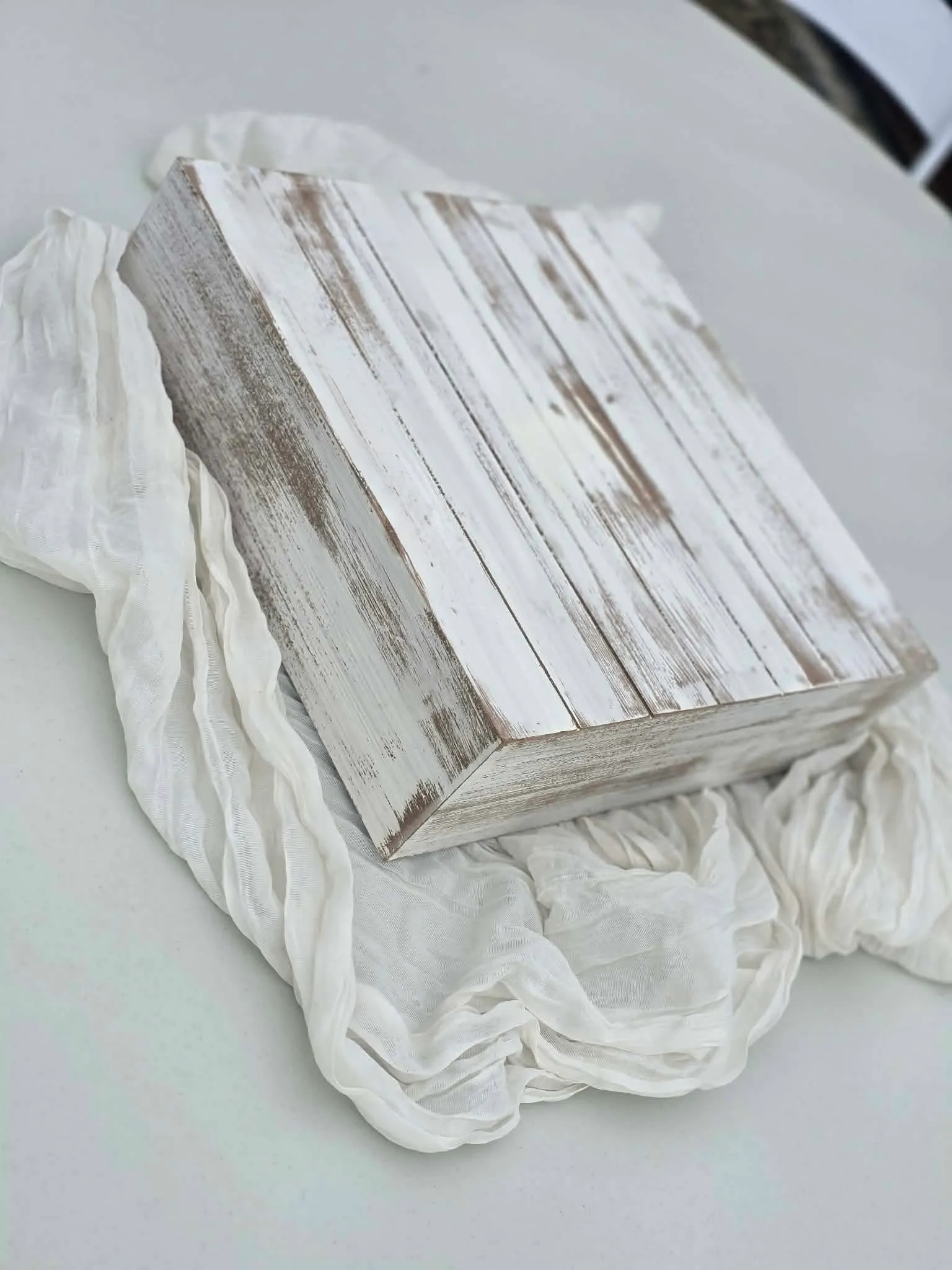 Wooden Whitewash Cake Stand