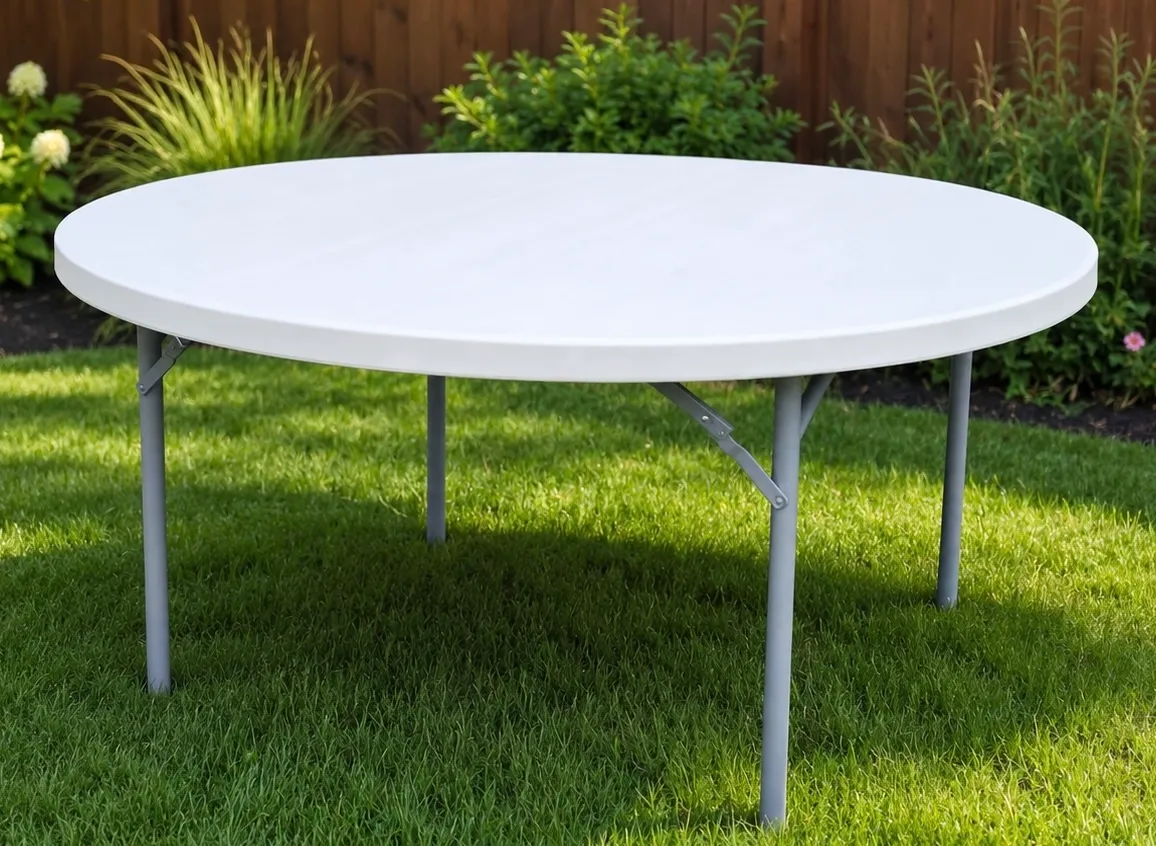 White Round Folding Table 60"