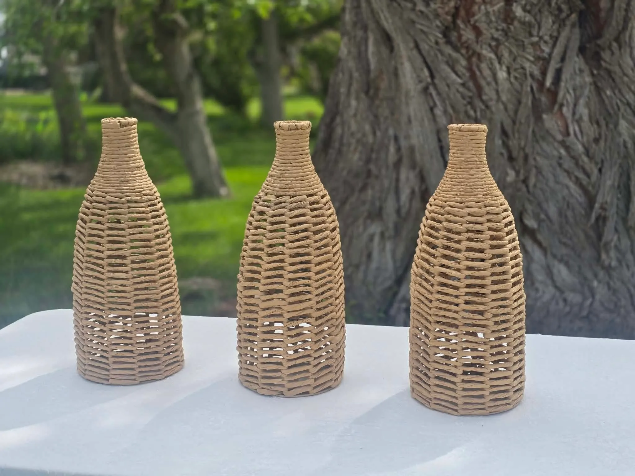 Boho Rattan Wicker Vases