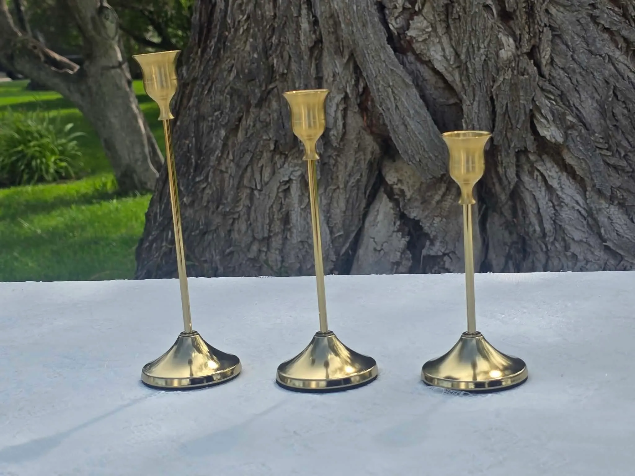Brass Gold Candle Holders - Set Of 4 