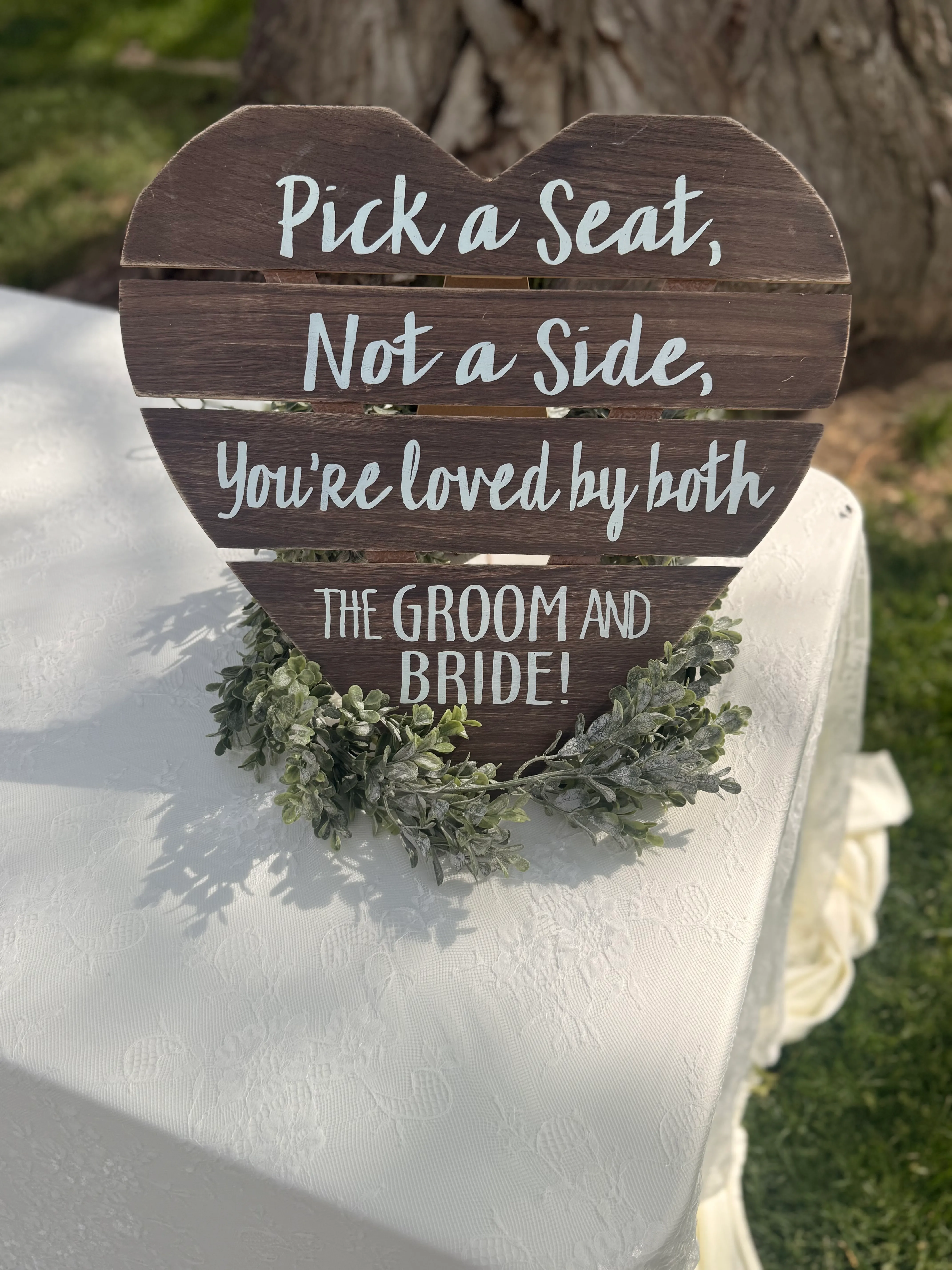 "Pick A Seat" Heart Sign