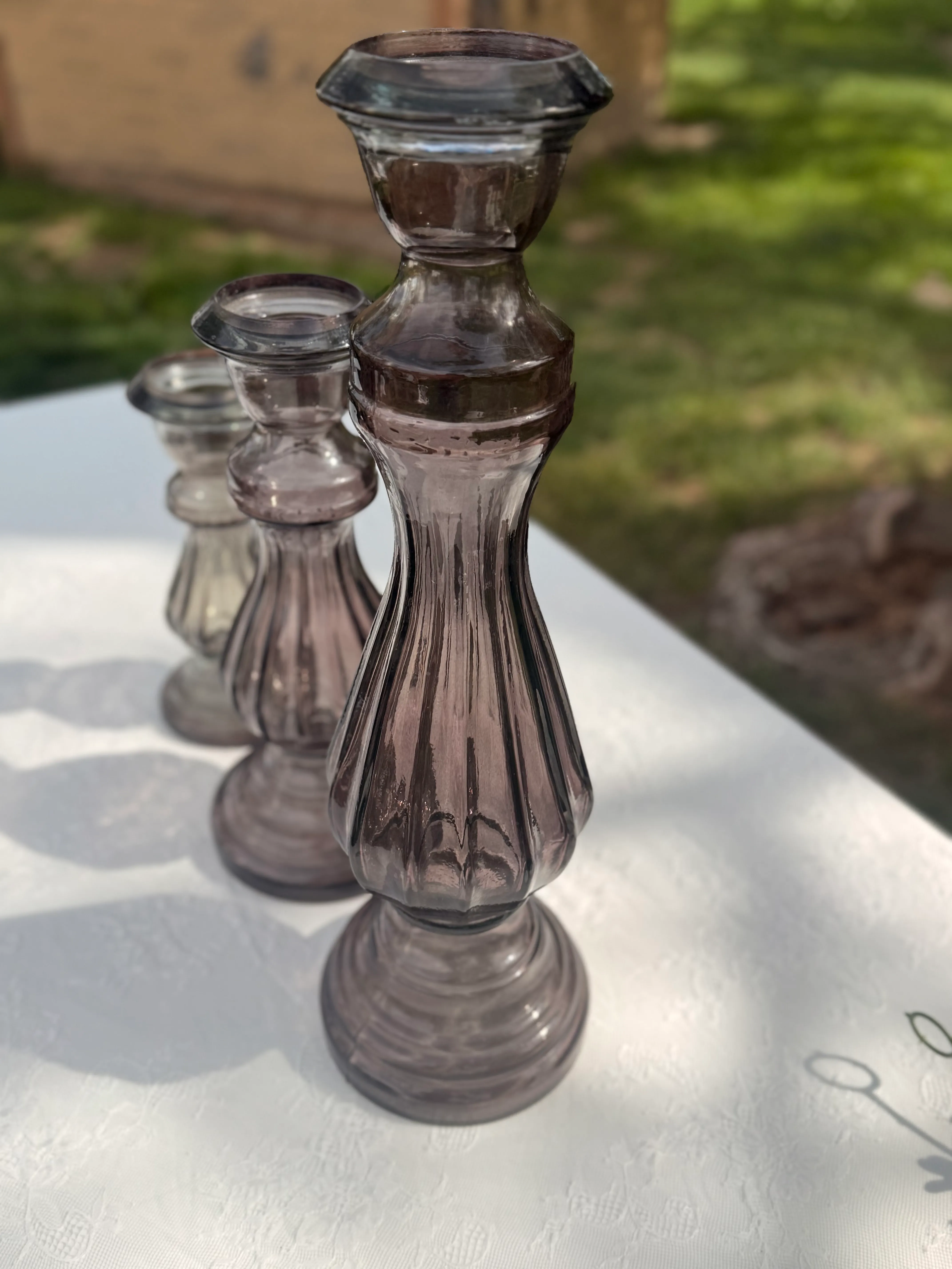 Black Glass Vases - Set of Three 